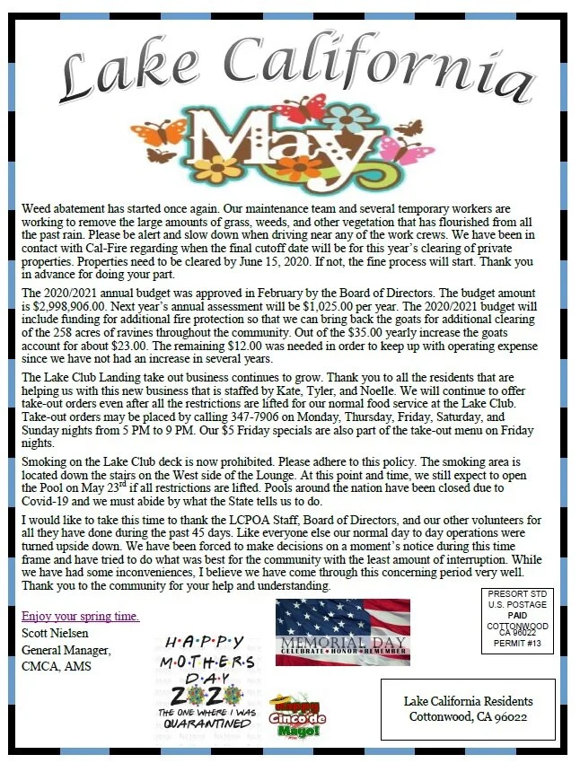 May 2020 Newsletter