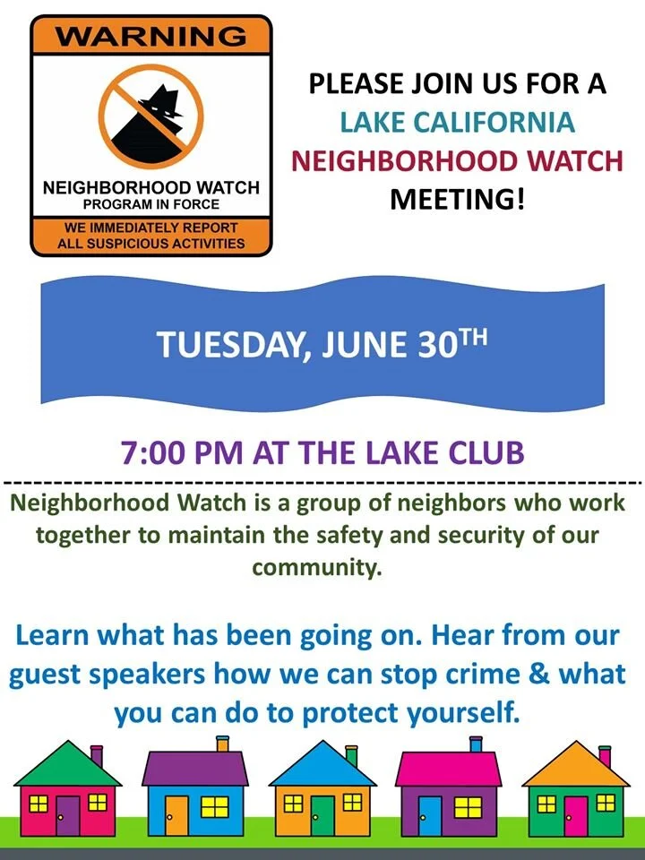 Neighborhood Watch Meeting June 30th @ 7 pm