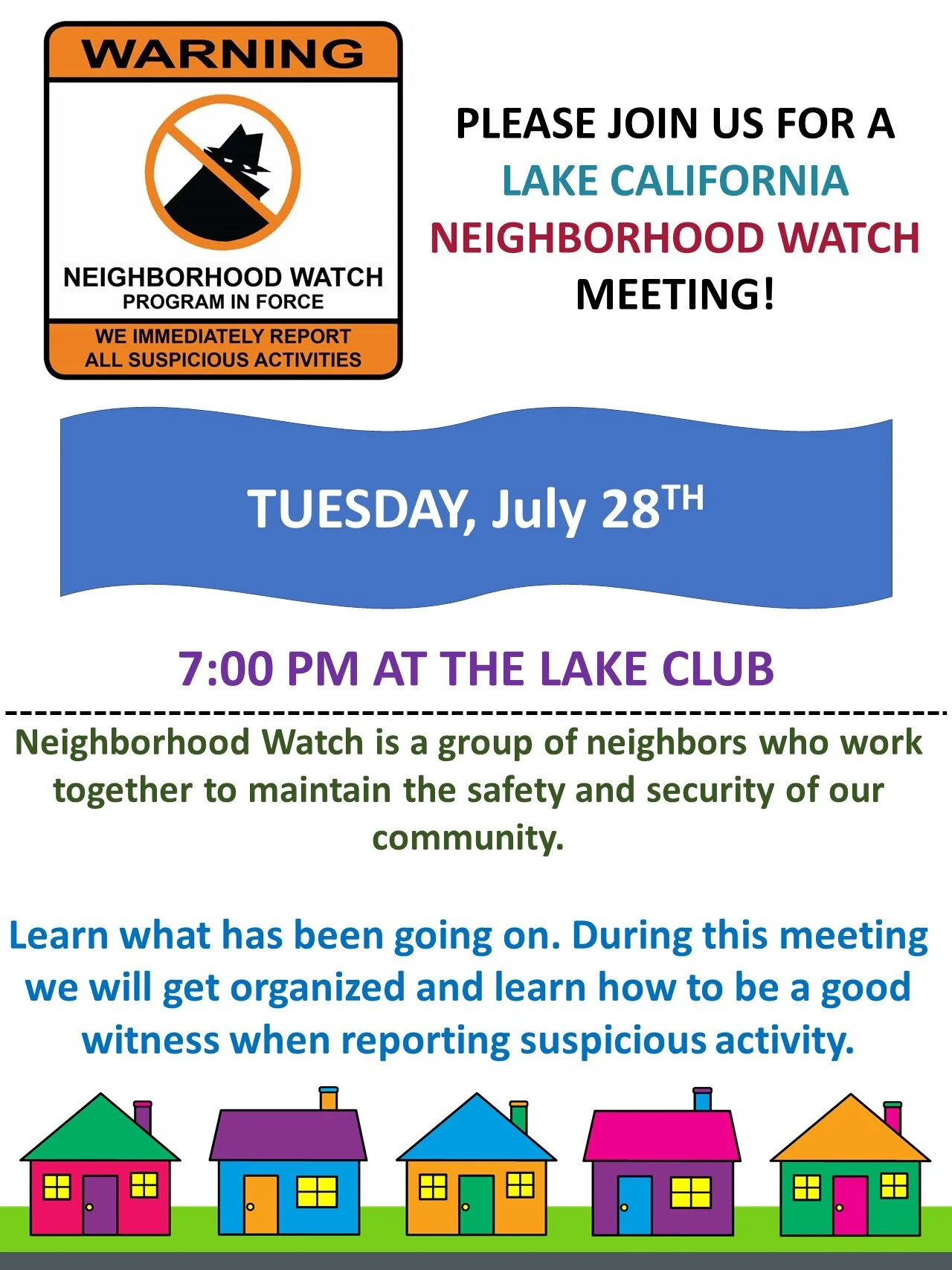 Neighborhood Watch July Meeting