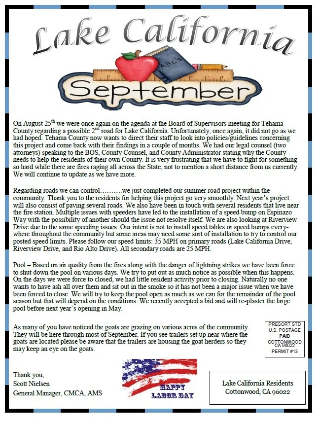 September 2020 Newsletter