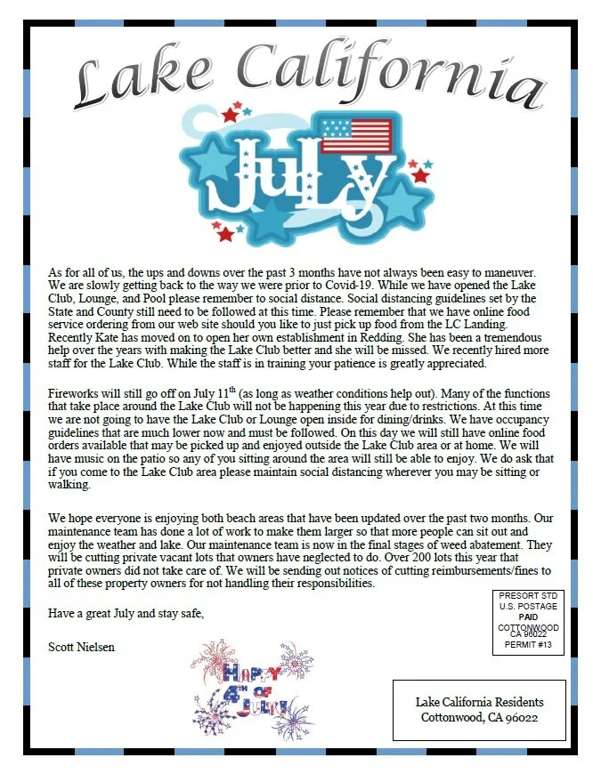 July 2020 Newsletter