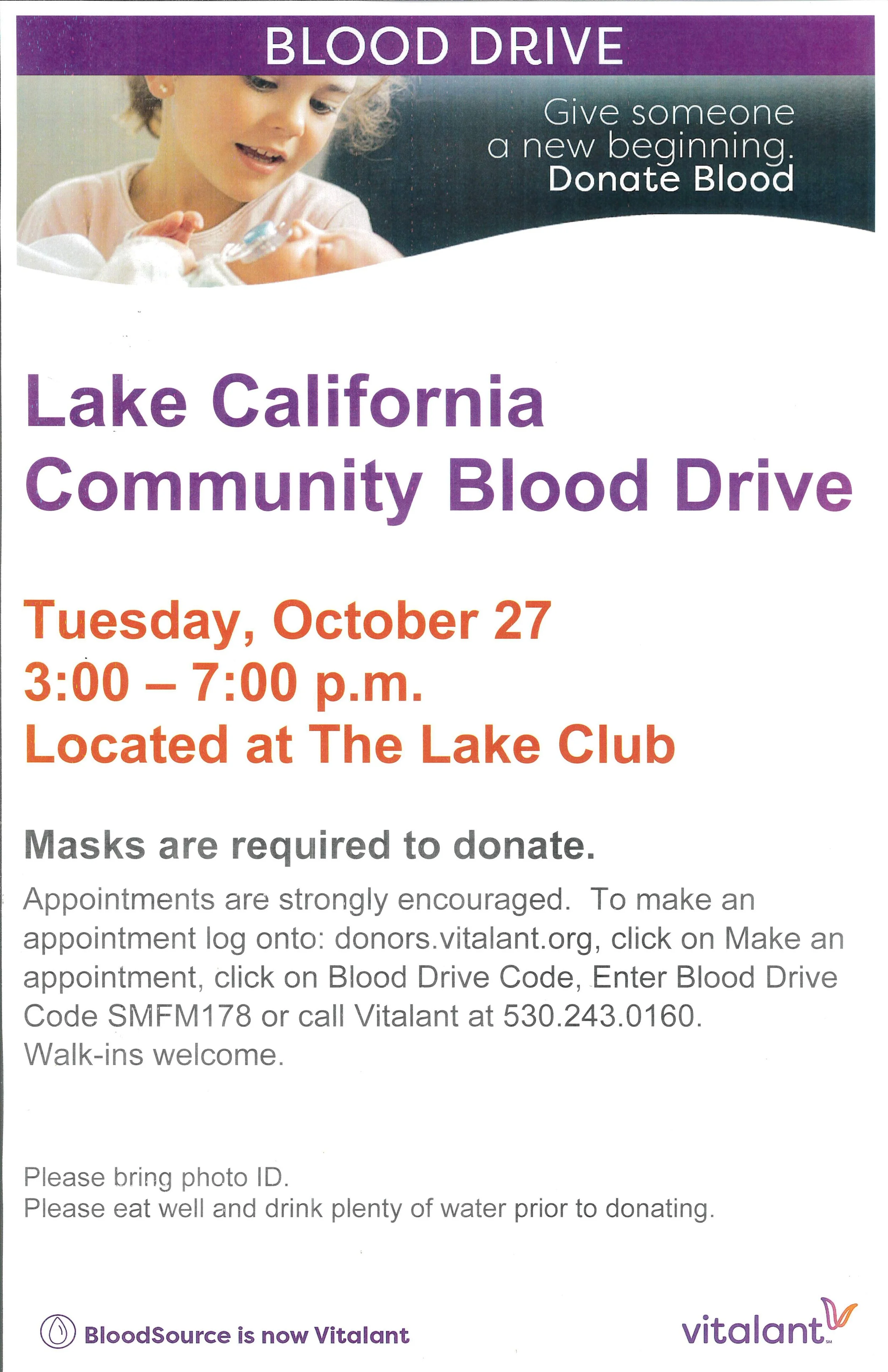Blood Drive Oct 27th