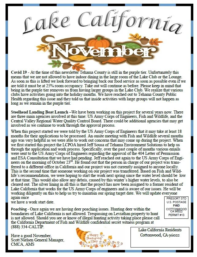 November 2020 Newsletter