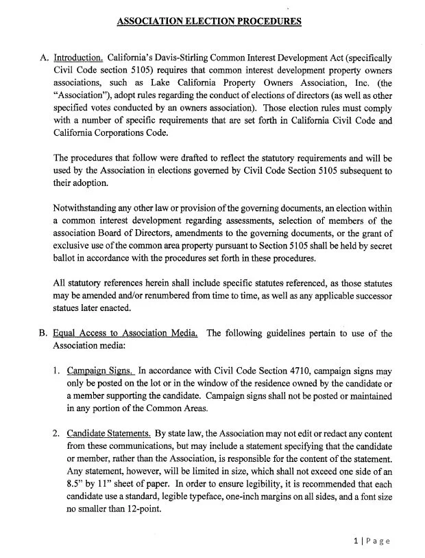 Proposed Draft Election Procedures 