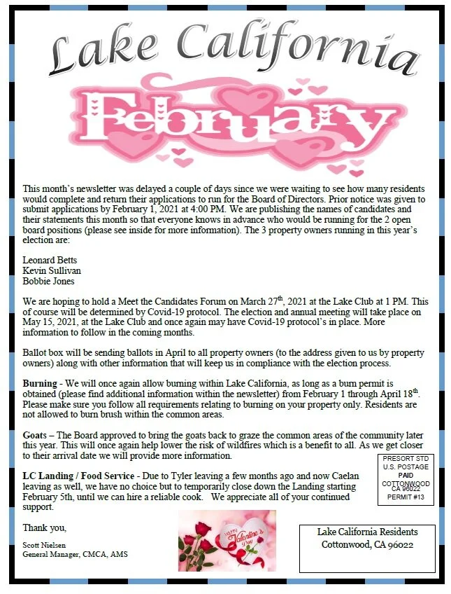 February 2021 Newsletter