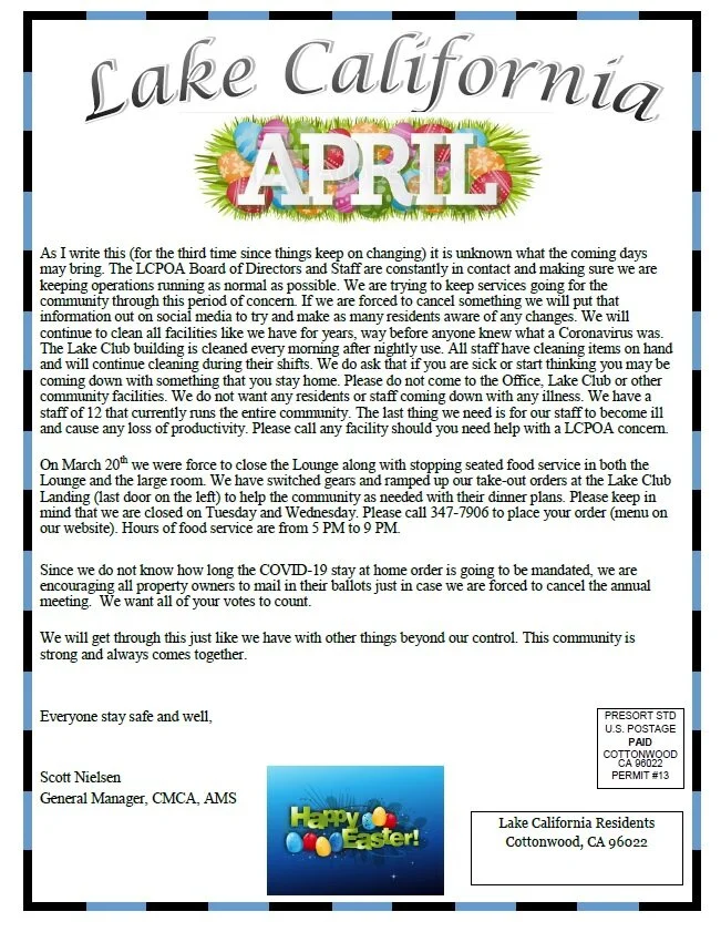 April 2020 Newsletter