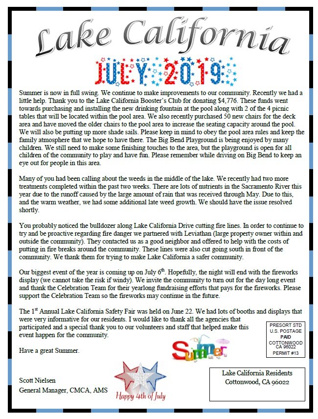 July 2019 Newsletter