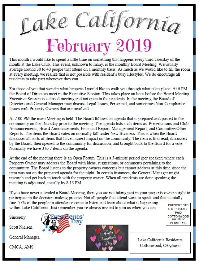 February 2019 Newsletter