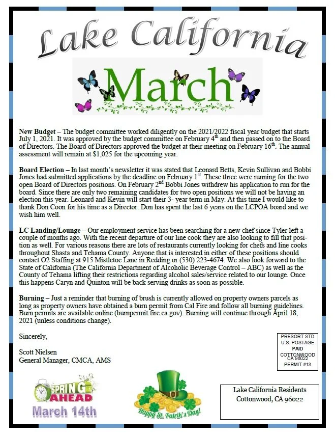 March 2021 Newsletter