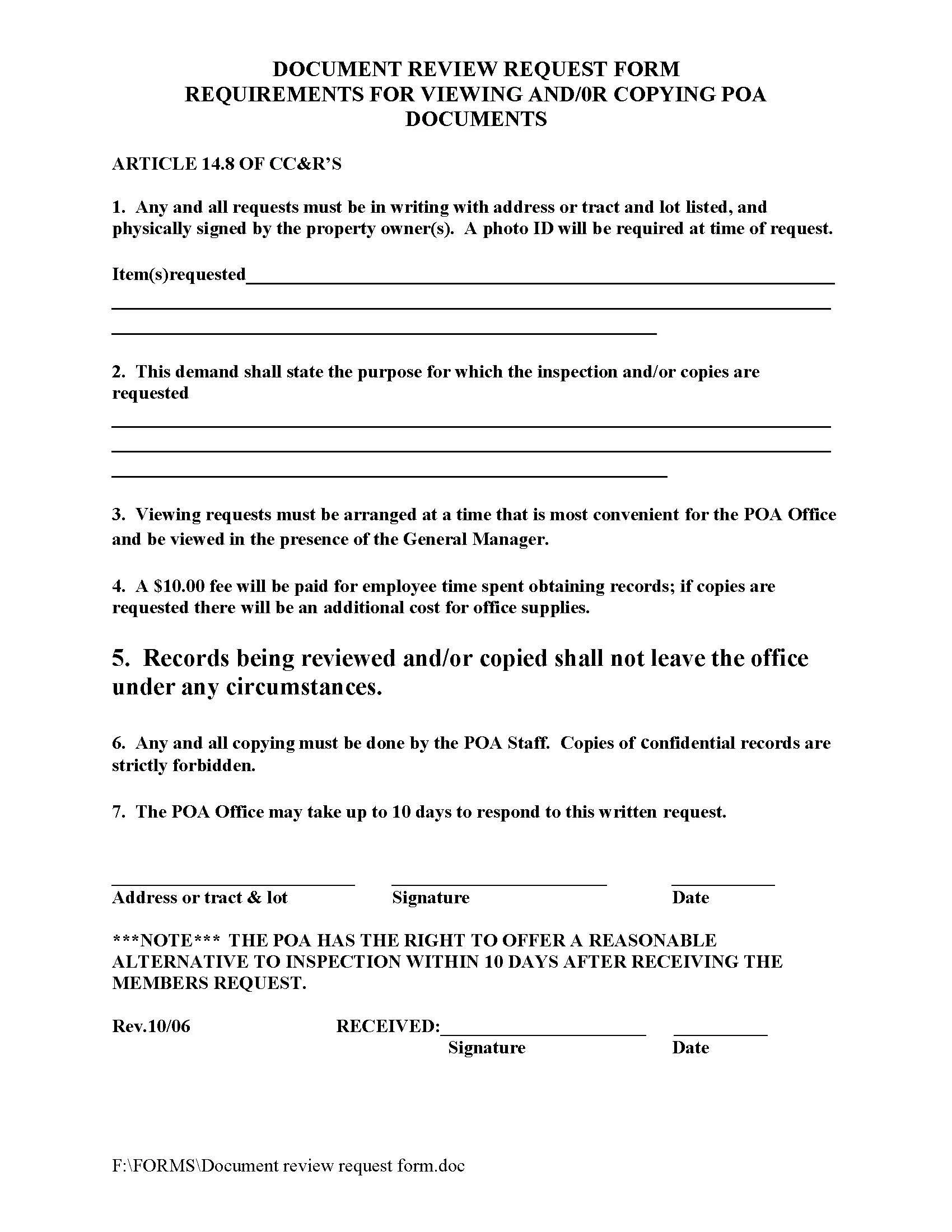 Document Request Form