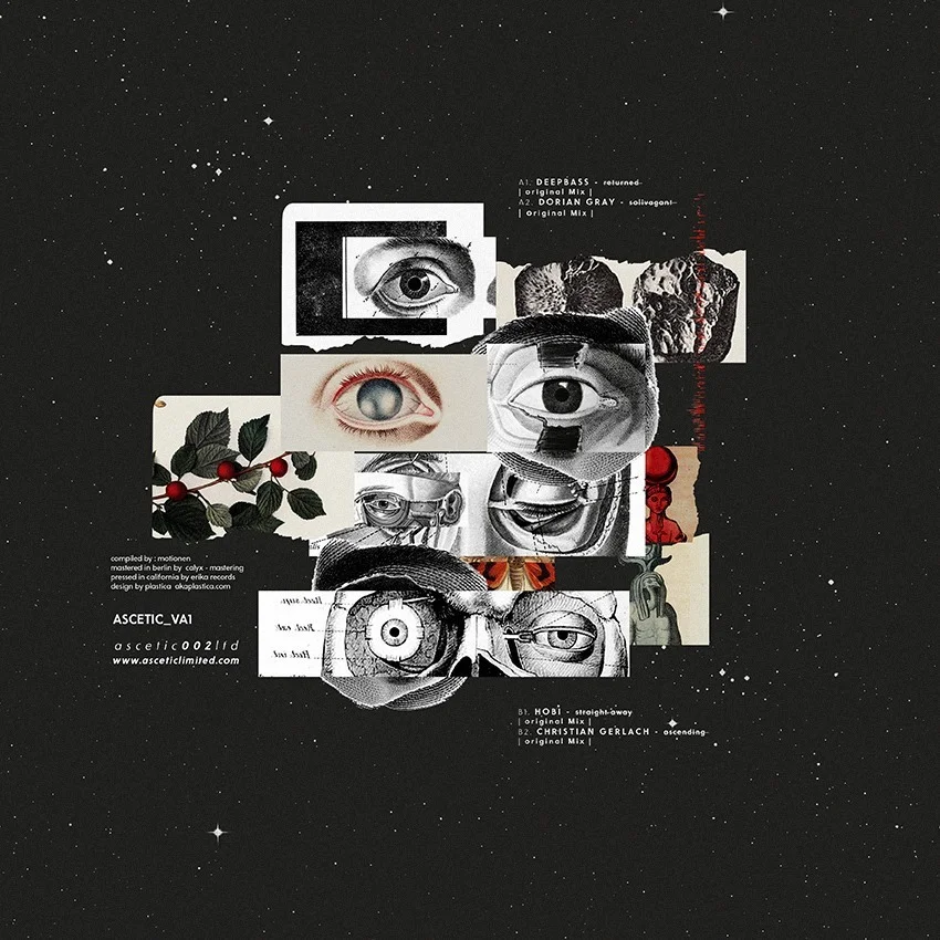 Ascetic Limited presents it's first VA, compiled by it's founders Motionen, a duo who focus on deep, hypnotic and acid techno sounds. Barcelona based Glaswegian Deepbass, with a recent album released on his own Informa, supplies his deep ambient techno soundscapes on A1. Titled Returned, it travels through the use of large reverberant drones and percussions while being pulsed by a sub kick. With a previous release on Australian label Android Musiq, Dorian Gray's Solivagant is a beautiful journey of choirs and drones, held together by a stepping beat. Straight Away by HOBI is far darker and is driven by fast tribal beats and circulates with impressive voice-like textures. Finally Lanthan.Audio owner Christian Gerlach brings Ascending on B2 which is equally as deep and hypnotic, giving focus to a twisted dubbed chord.