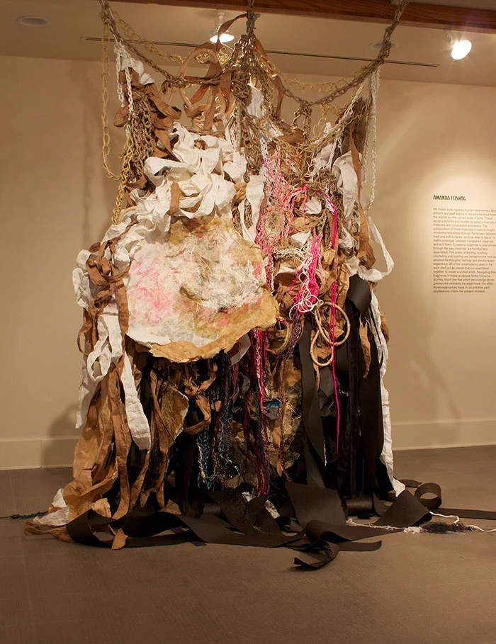 Purge Exhibition, Reminiscence | Fiber, ceramic, glass, paper, monofilament, nylon, jute, and canvas | 2017