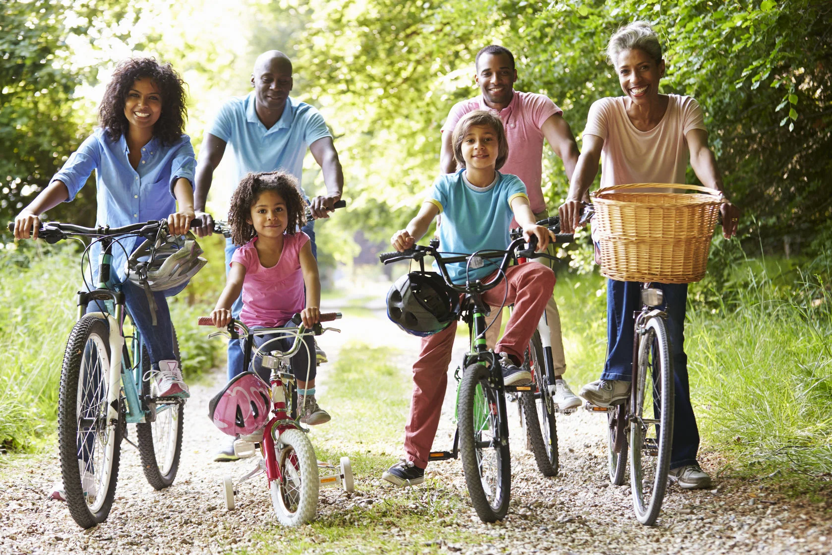 Healthy Family Outdoors Riding Bicycles