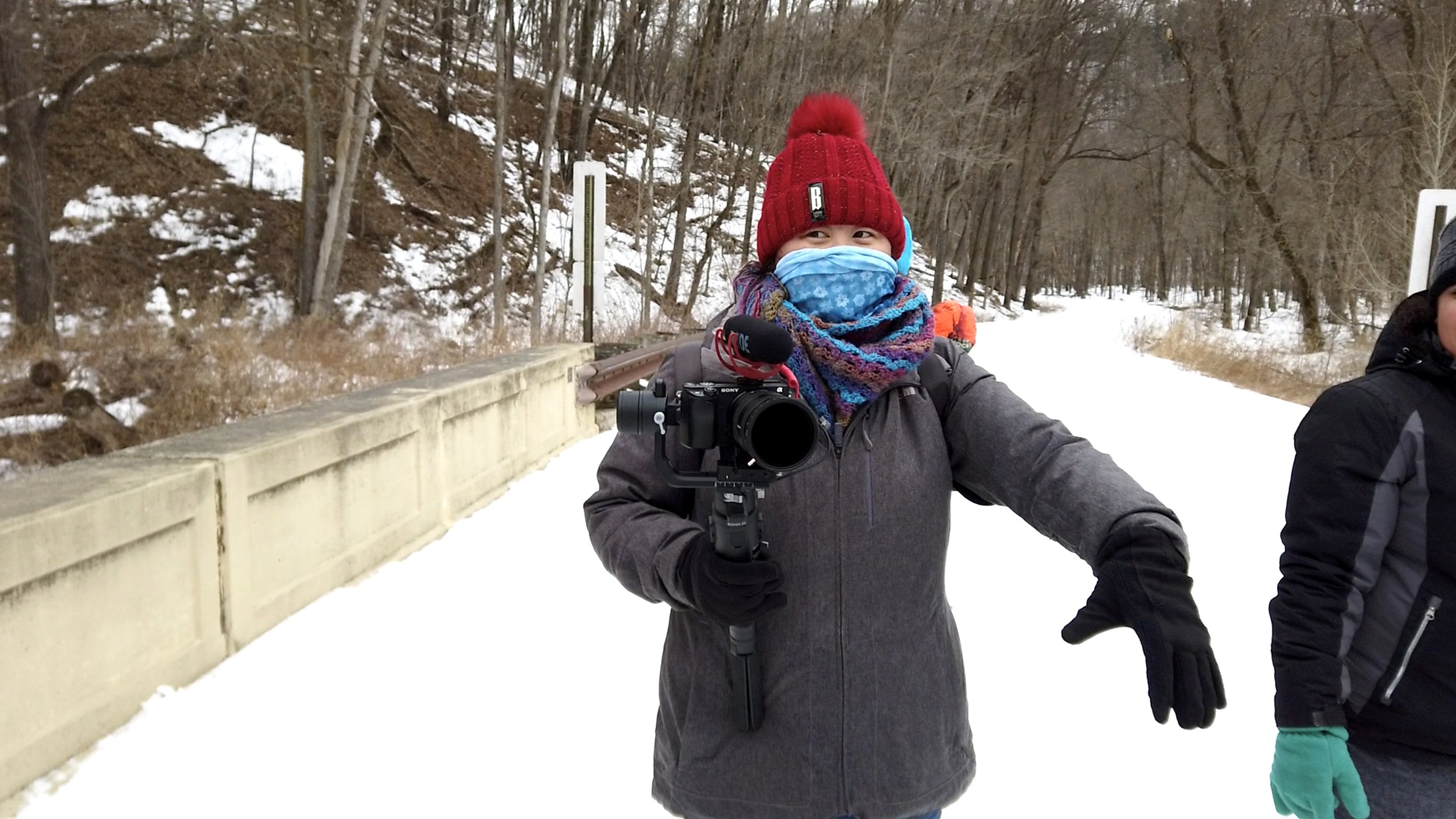  Snowshoeing with youth in Whitewater State Park for a  Project Get Outdoors  video. 
