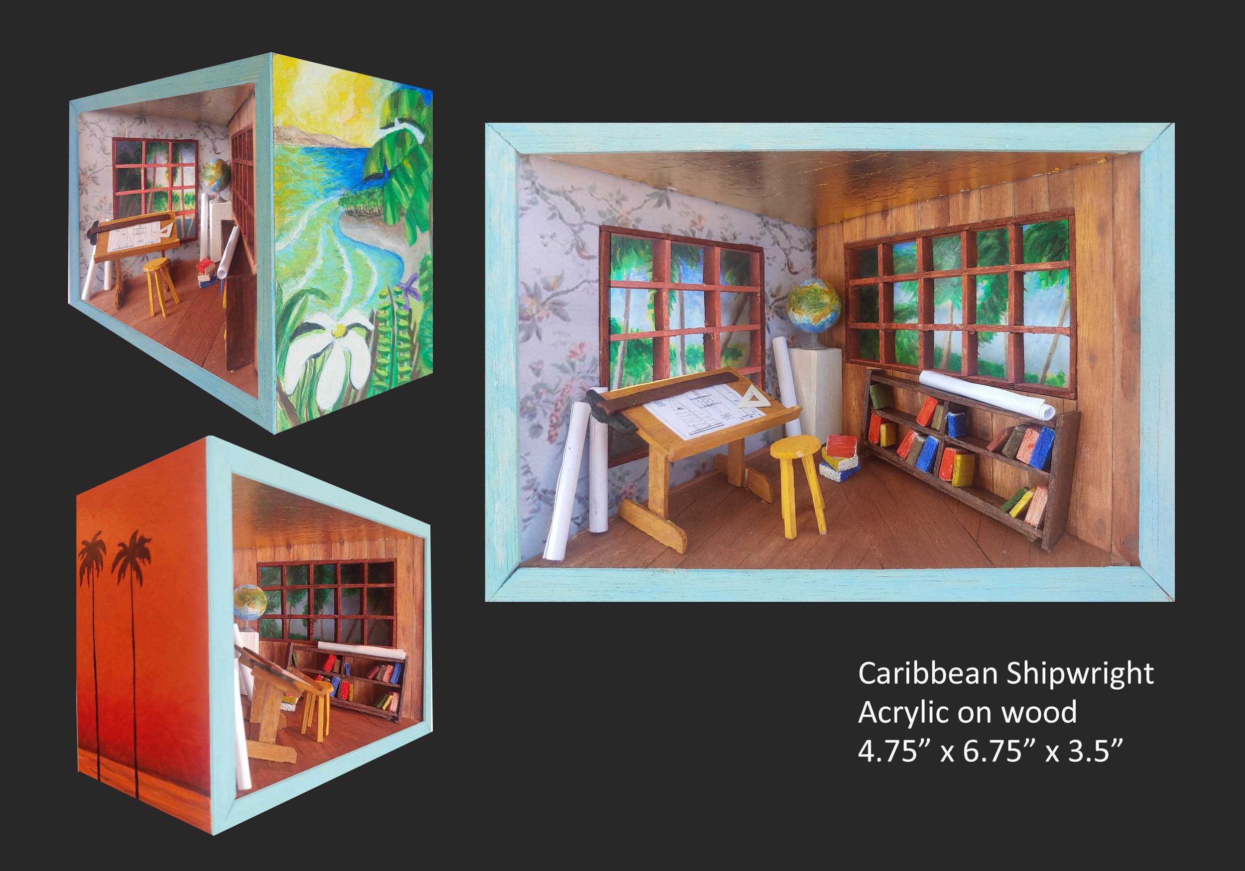 Caribbean Shipwright acrylic on wood 4.75 x 6.75 x 3.5.jpg