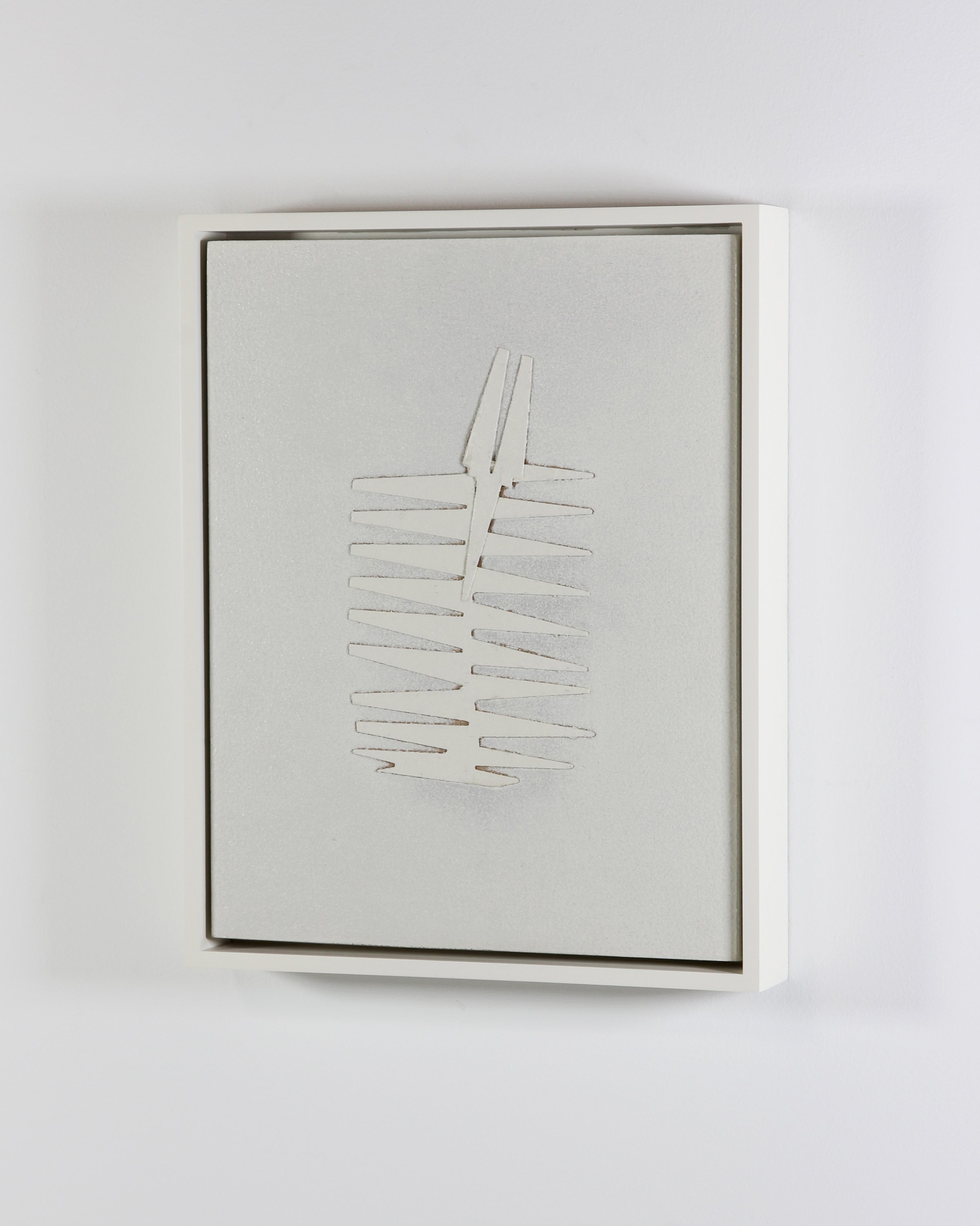   Paper Teeth  Cardboard, wood and acrylic on panel 10” x 8” x 1” /&nbsp;2014 