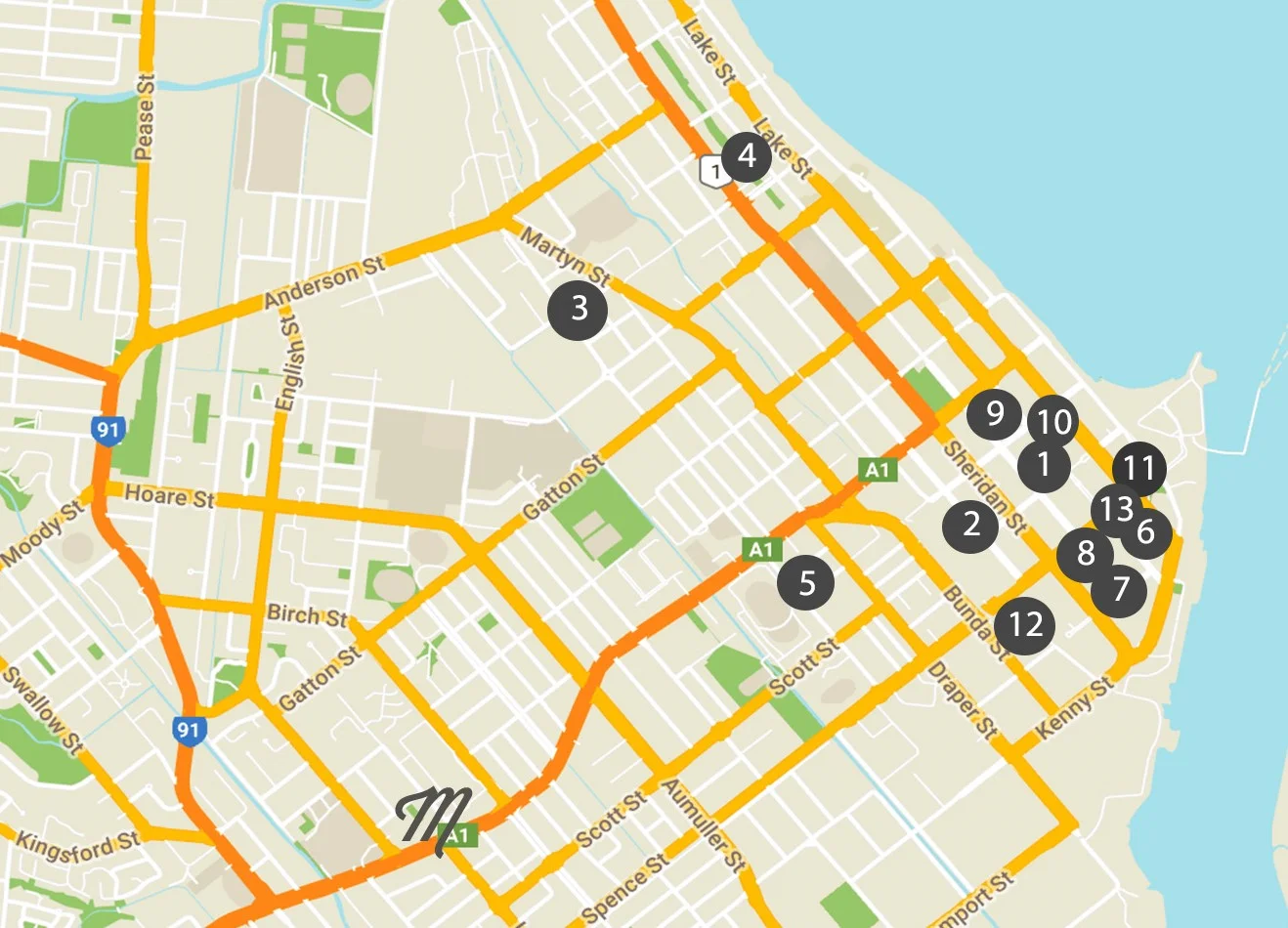 A visual of their positioning. Within the City Centre, these are in walking distance. Happy Exploring!
