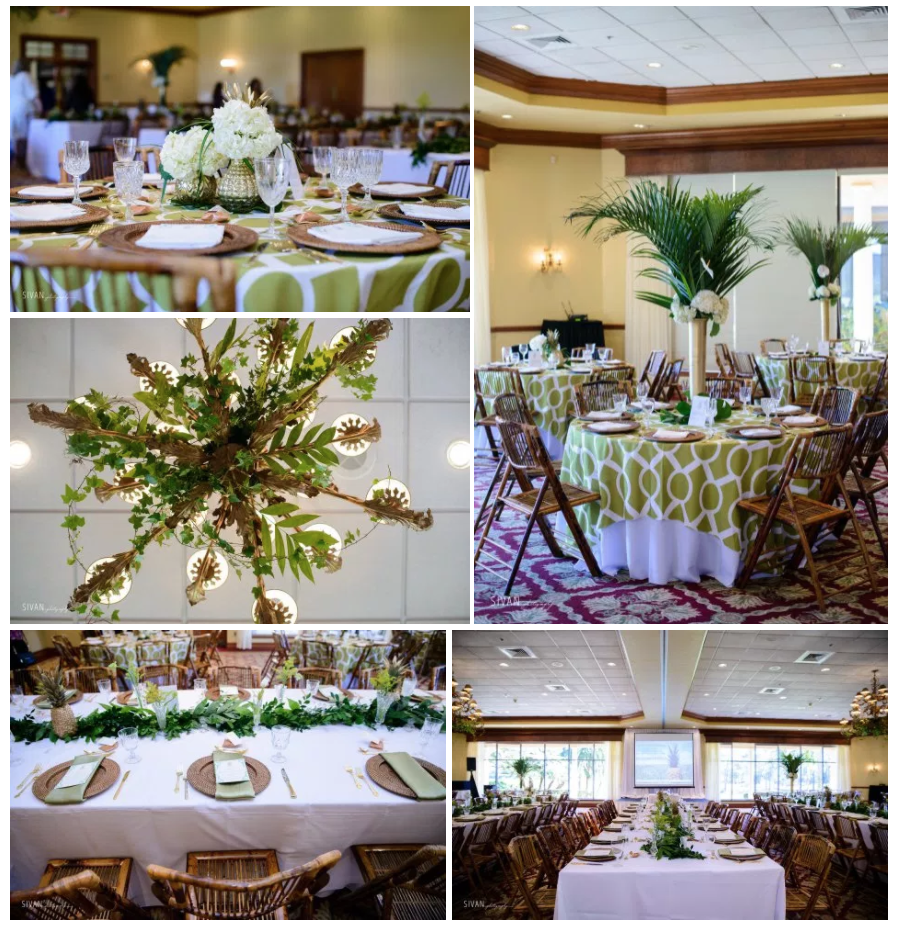 Bluegrass Chic - Tropical Centerpieces with white floral