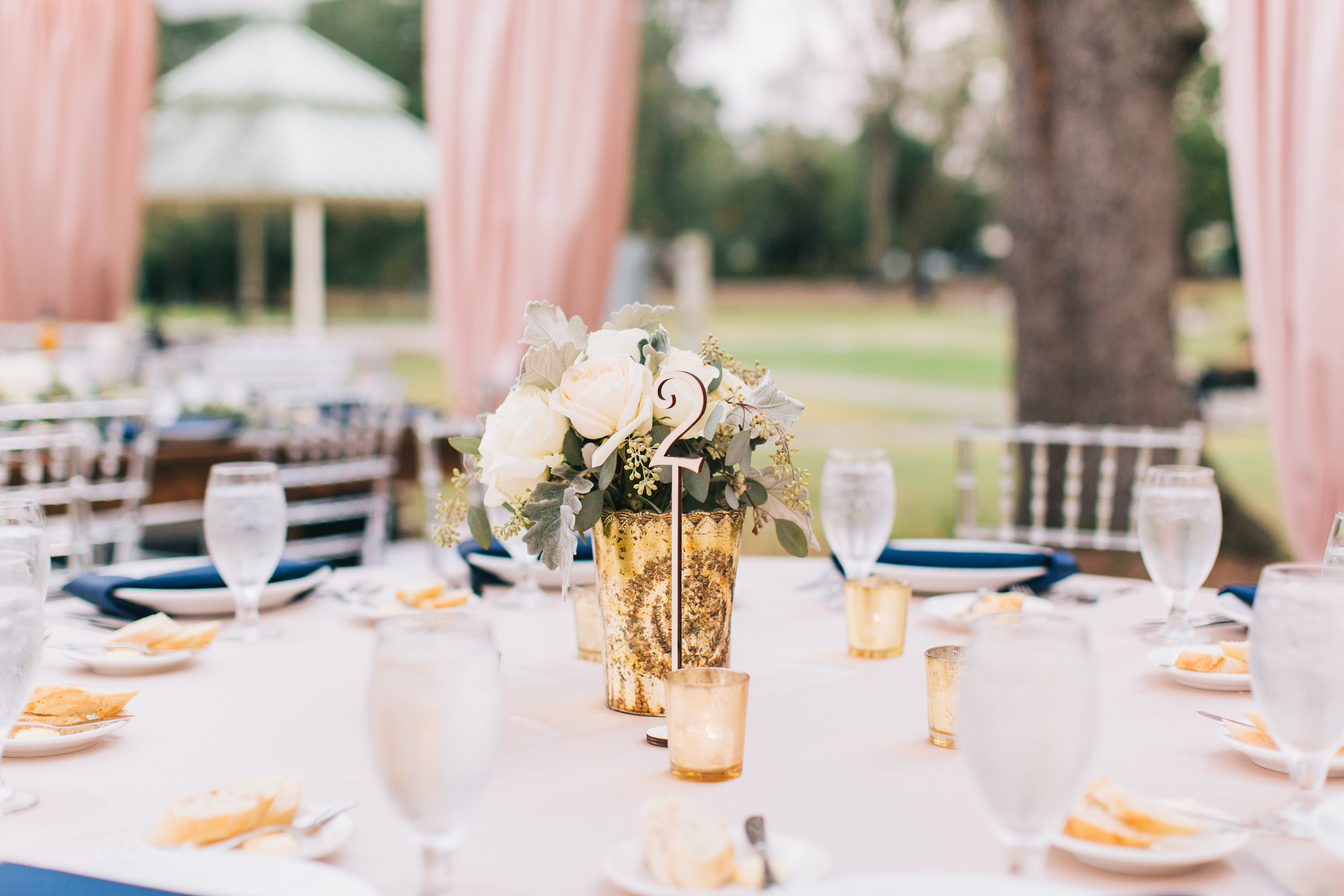  Simple gold and white centerpiece 