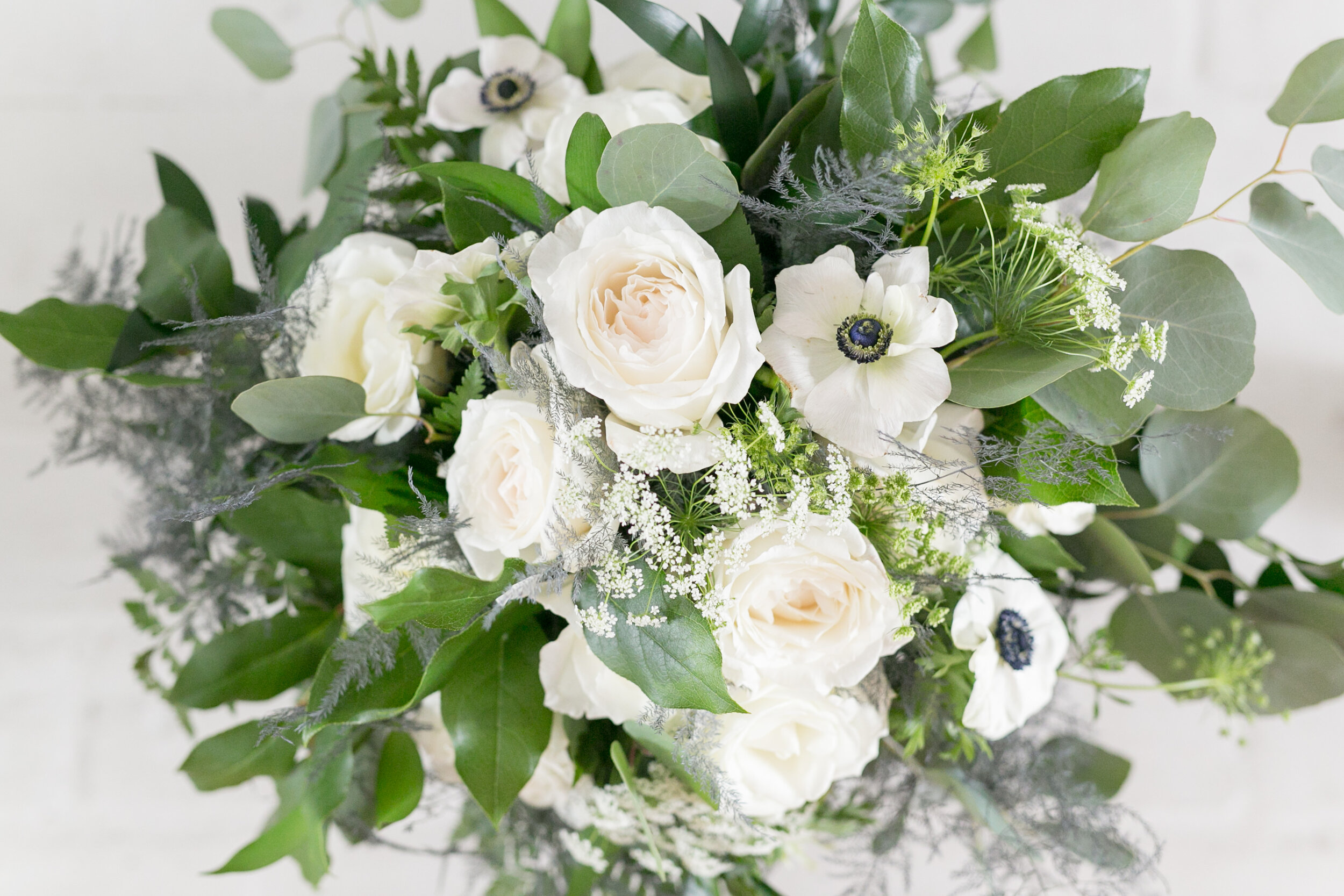Bluegrass Chic - Black and White Wedding Bridal Bouquets with Anemones