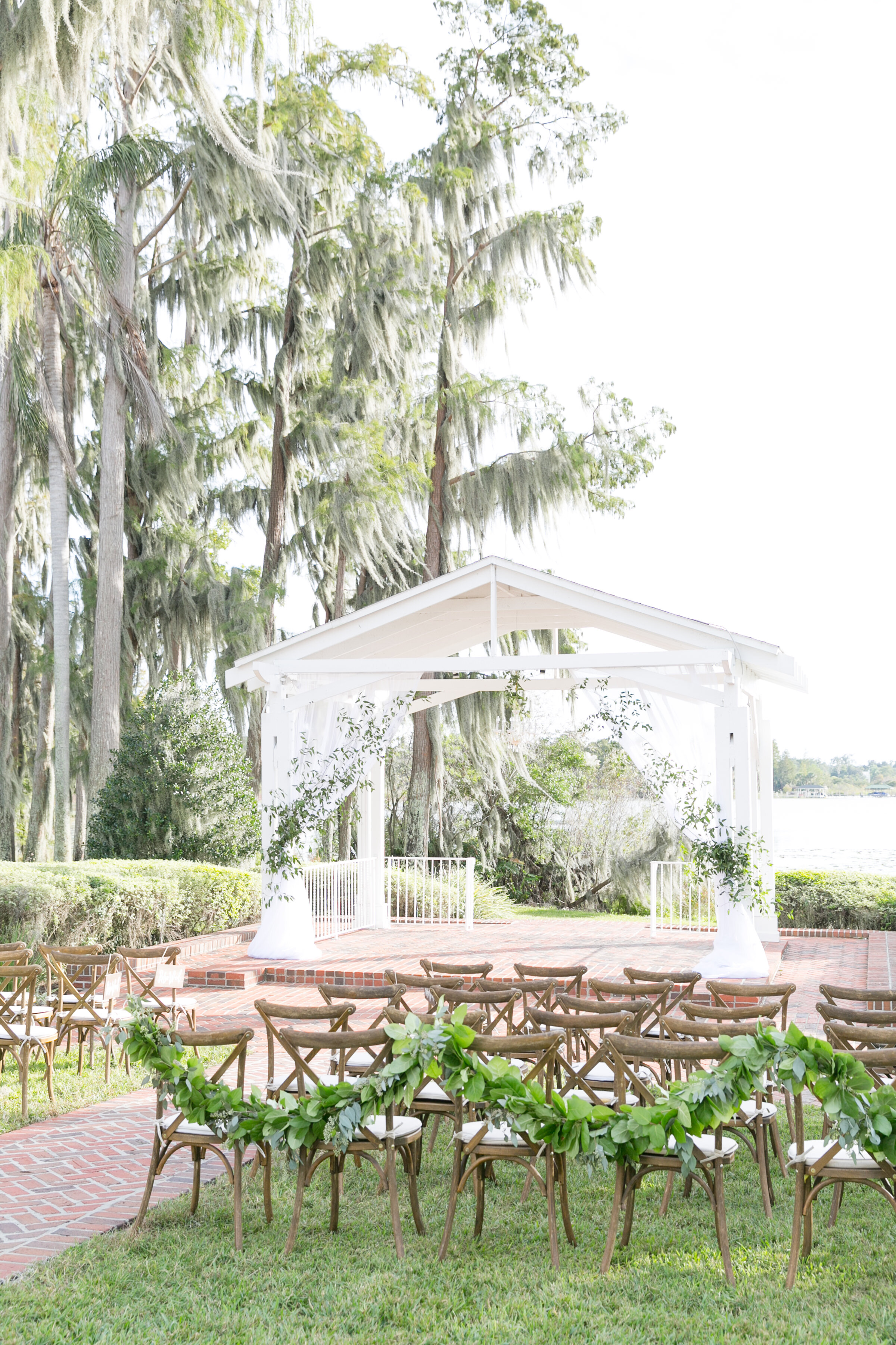 Bluegrass Chic - Black and White Wedding Garland on back of chairs