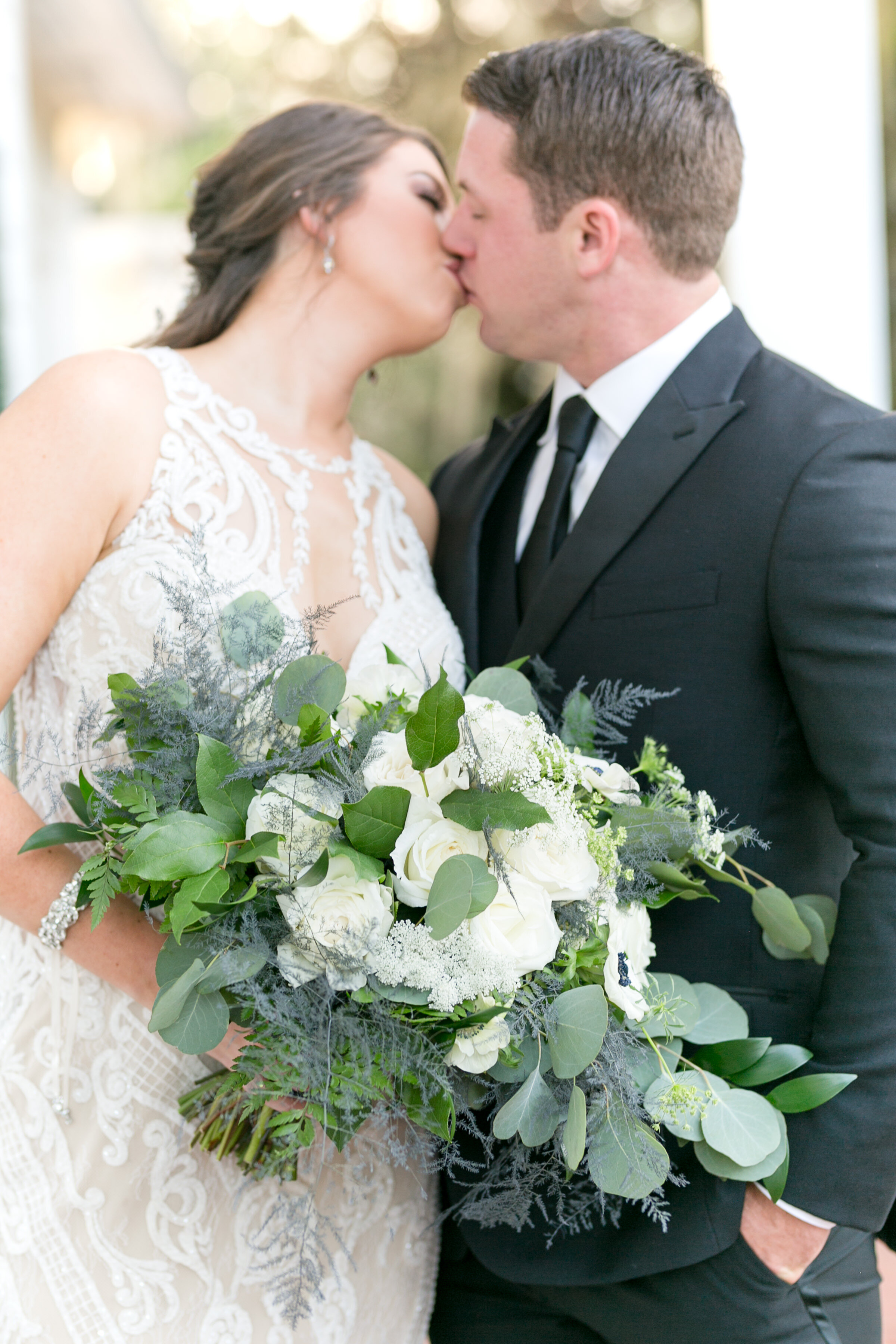Bluegrass Chic - Black and White Wedding Bouquets with Anemones