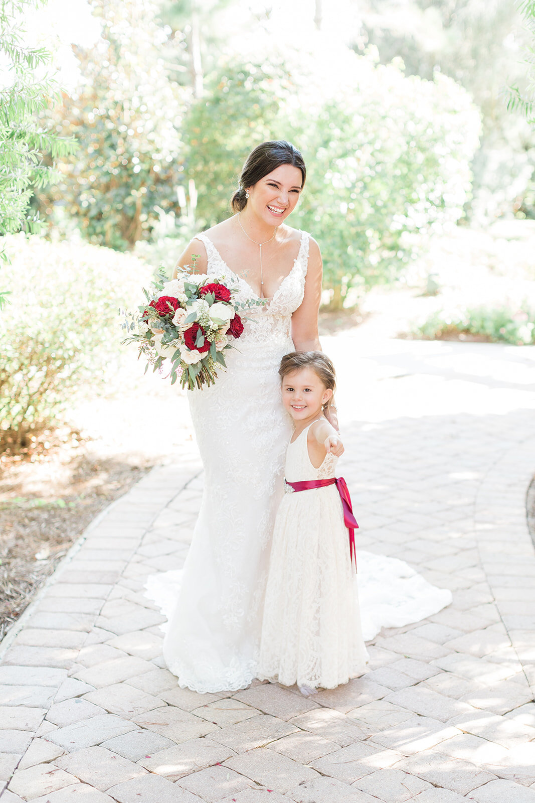 Bluegrass Chic - The Hendricks Photography at Royal Crest Room Bride with her flower girl Burgundy and White Wedding