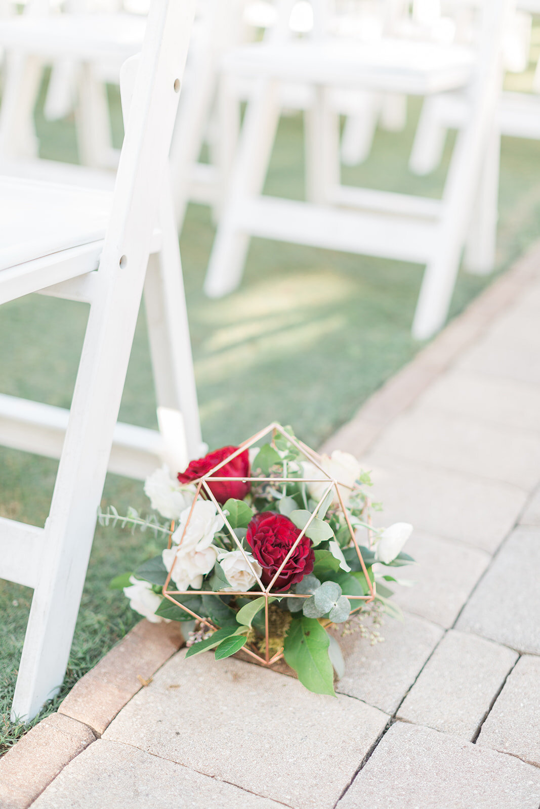Bluegrass Chic - The Hendricks Photography at Royal Crest Room Geometric Aisle Markers with Burgundy White Green floral