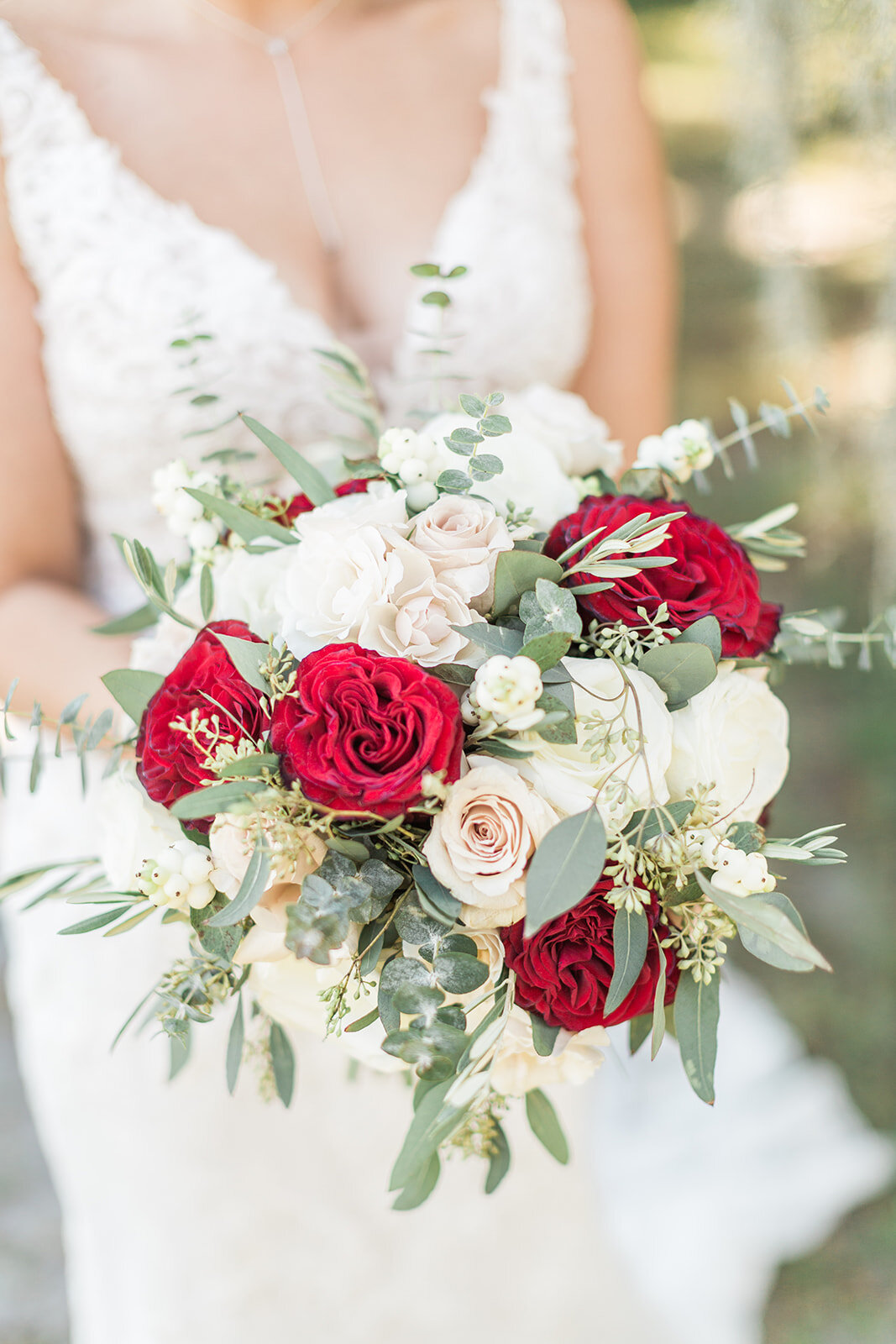 Bluegrass Chic - The Hendricks Photography at Royal Crest Room Bridal Bouquet of Burgundy White and Greens