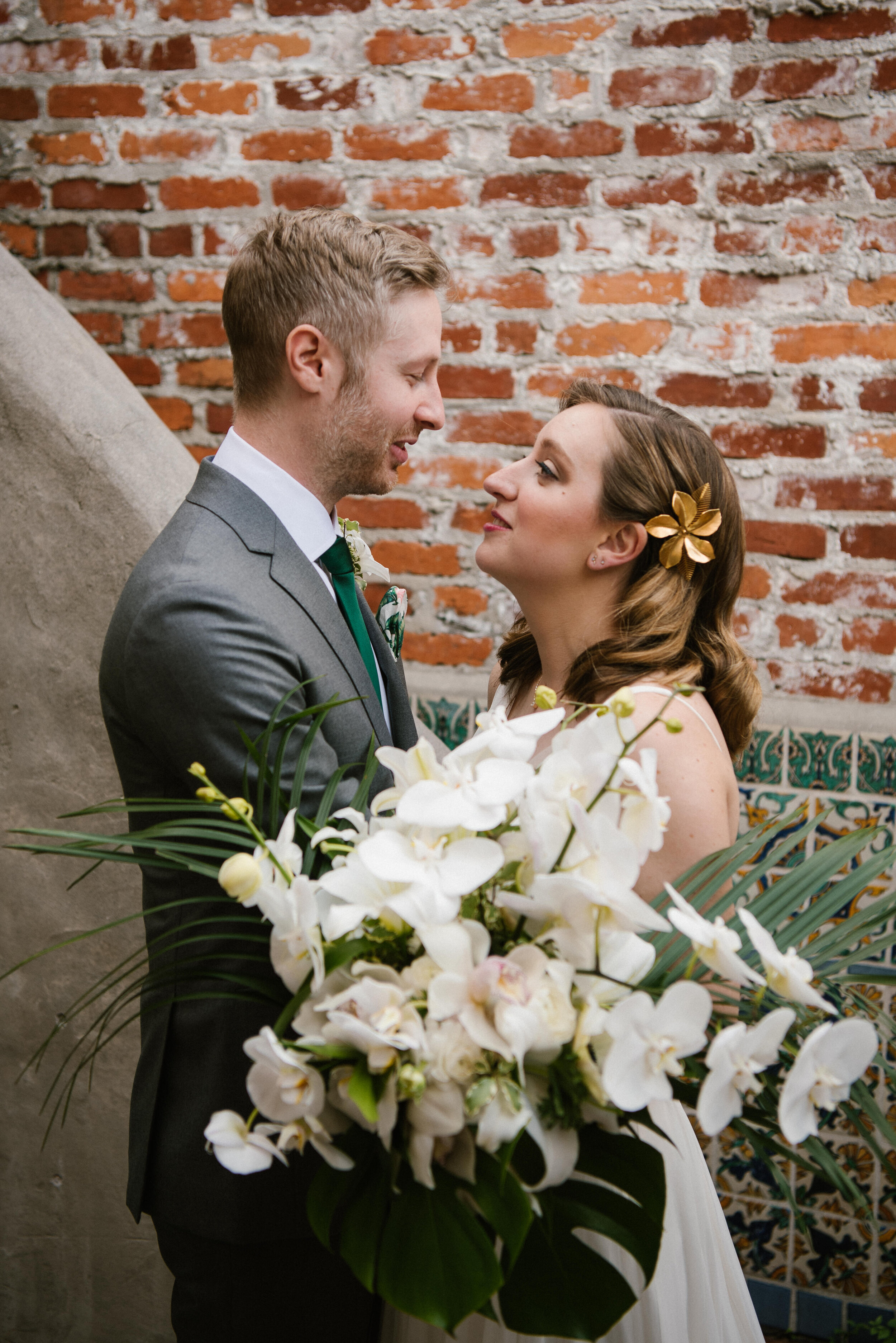 Bluegrass Chic - Casa Feliz Fox and Film Photography Bridal Bouquet Orchids and Tropical Palms