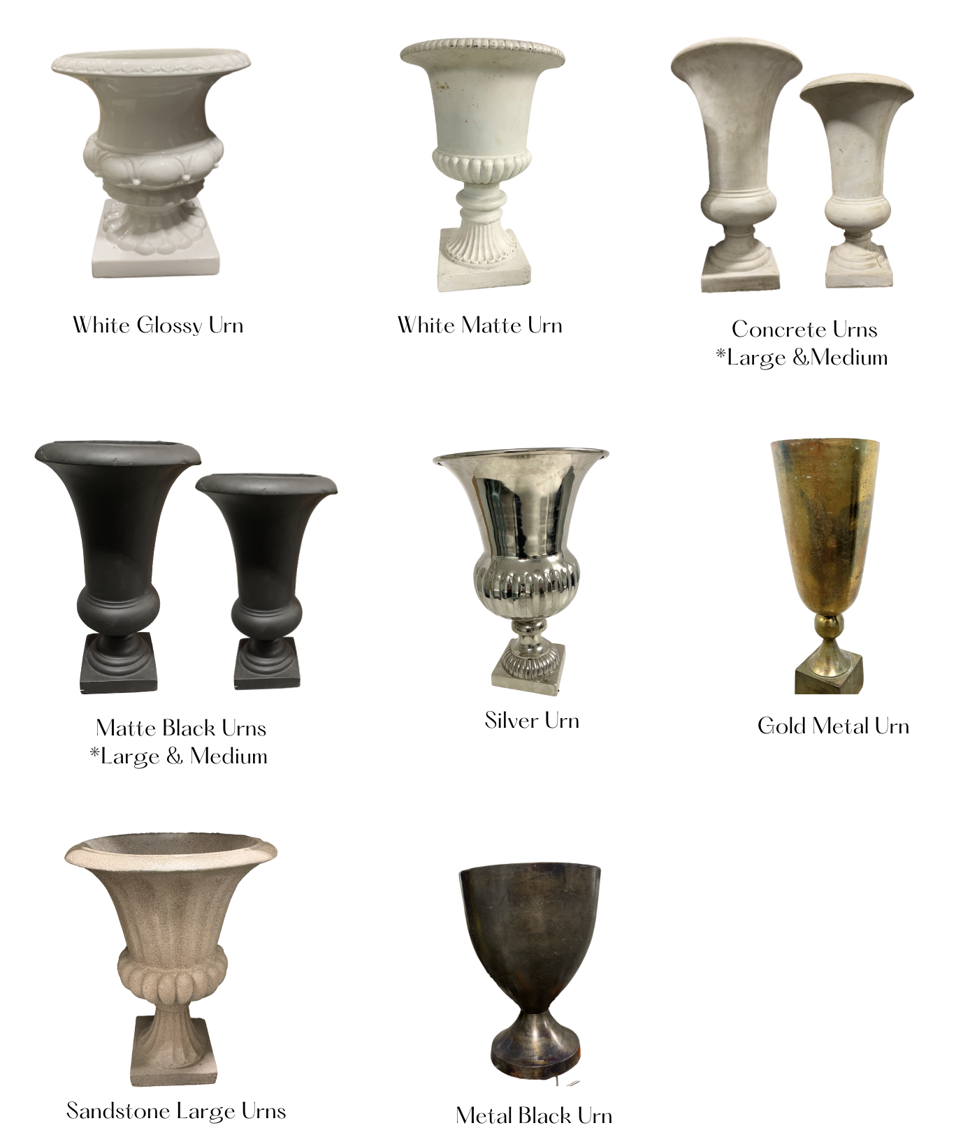 Urn options with Bluegrass Chic