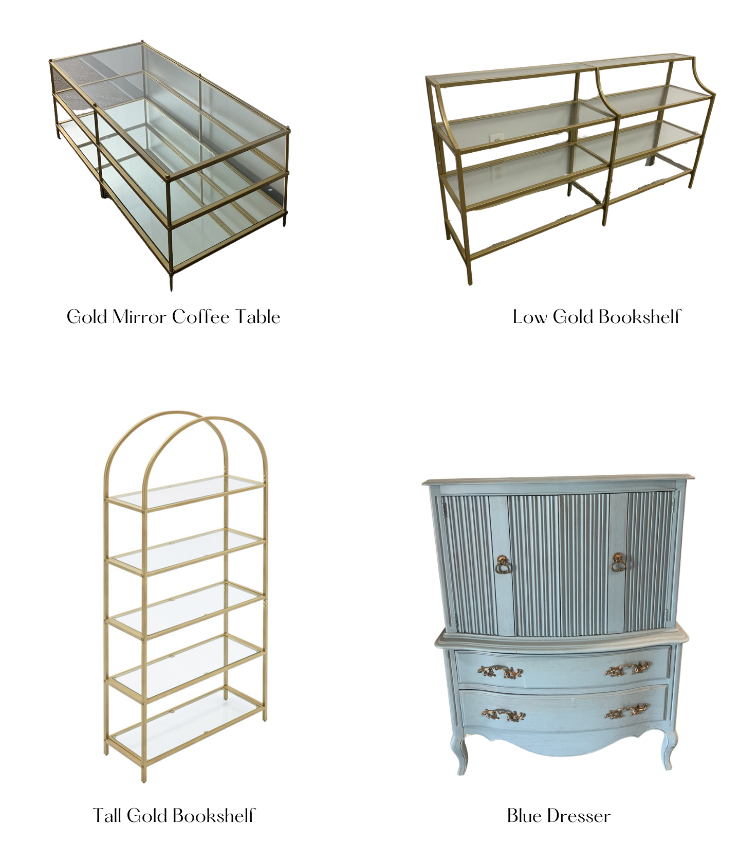 Coffee tables, shelf, cabinet options with Bluegrass Chic