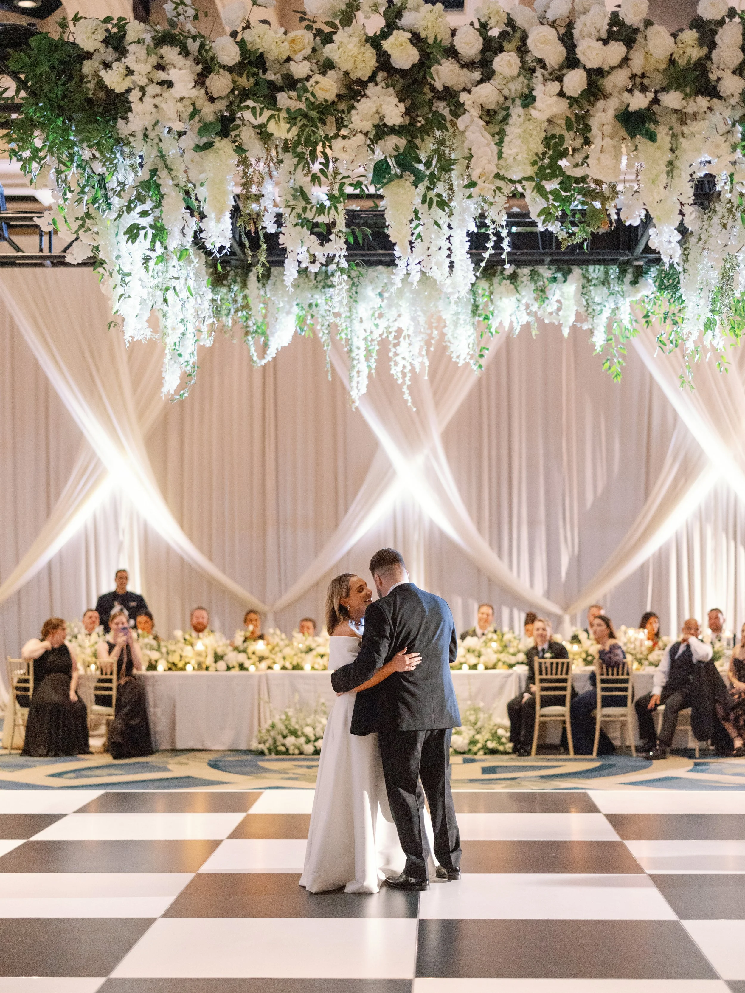 Ritz Carlton Wedding ceiling installation designed by Bluegrass Chic, and Orlando wedding florist