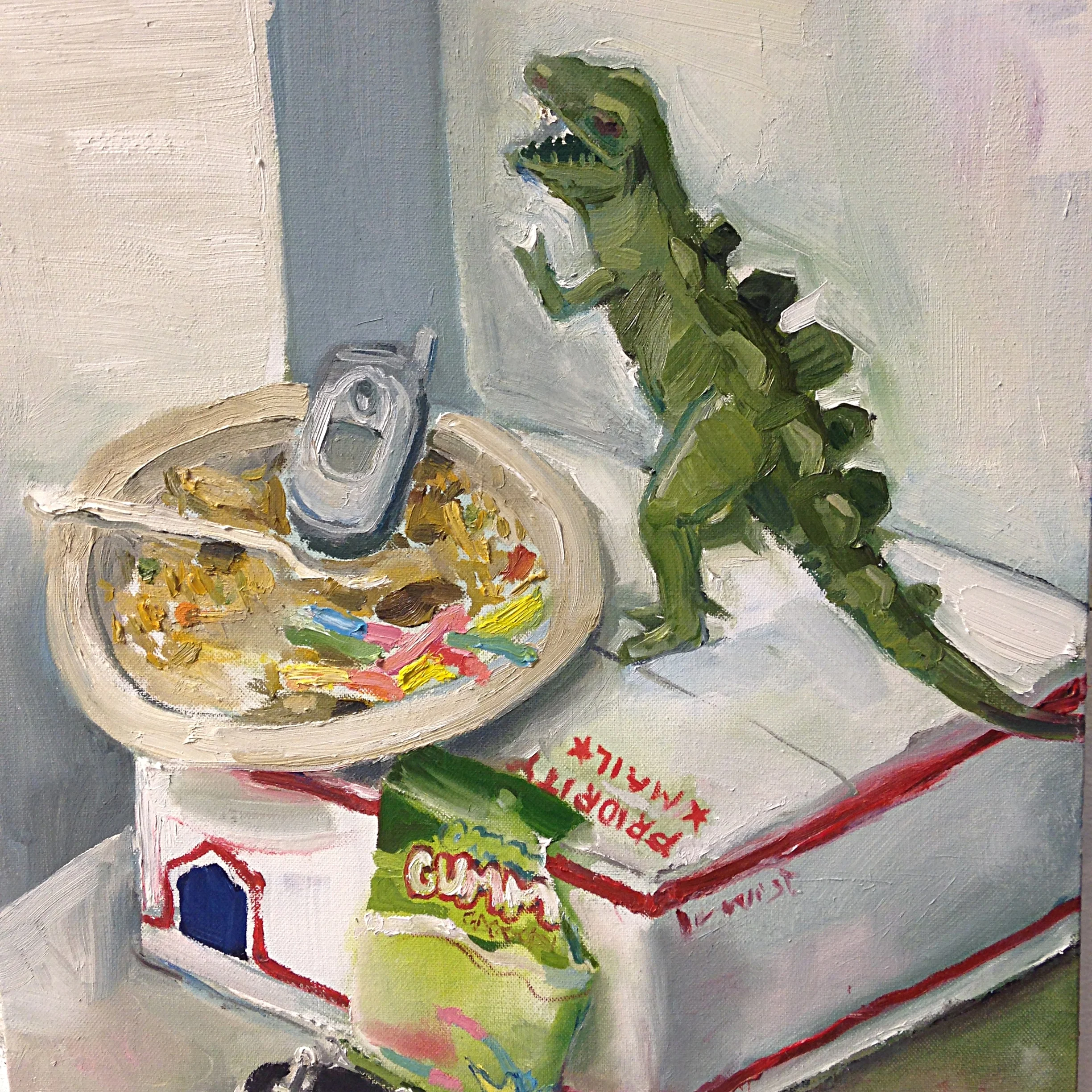 "Trap Zilla's Lunch" oil on canvas 2017 16"x20"