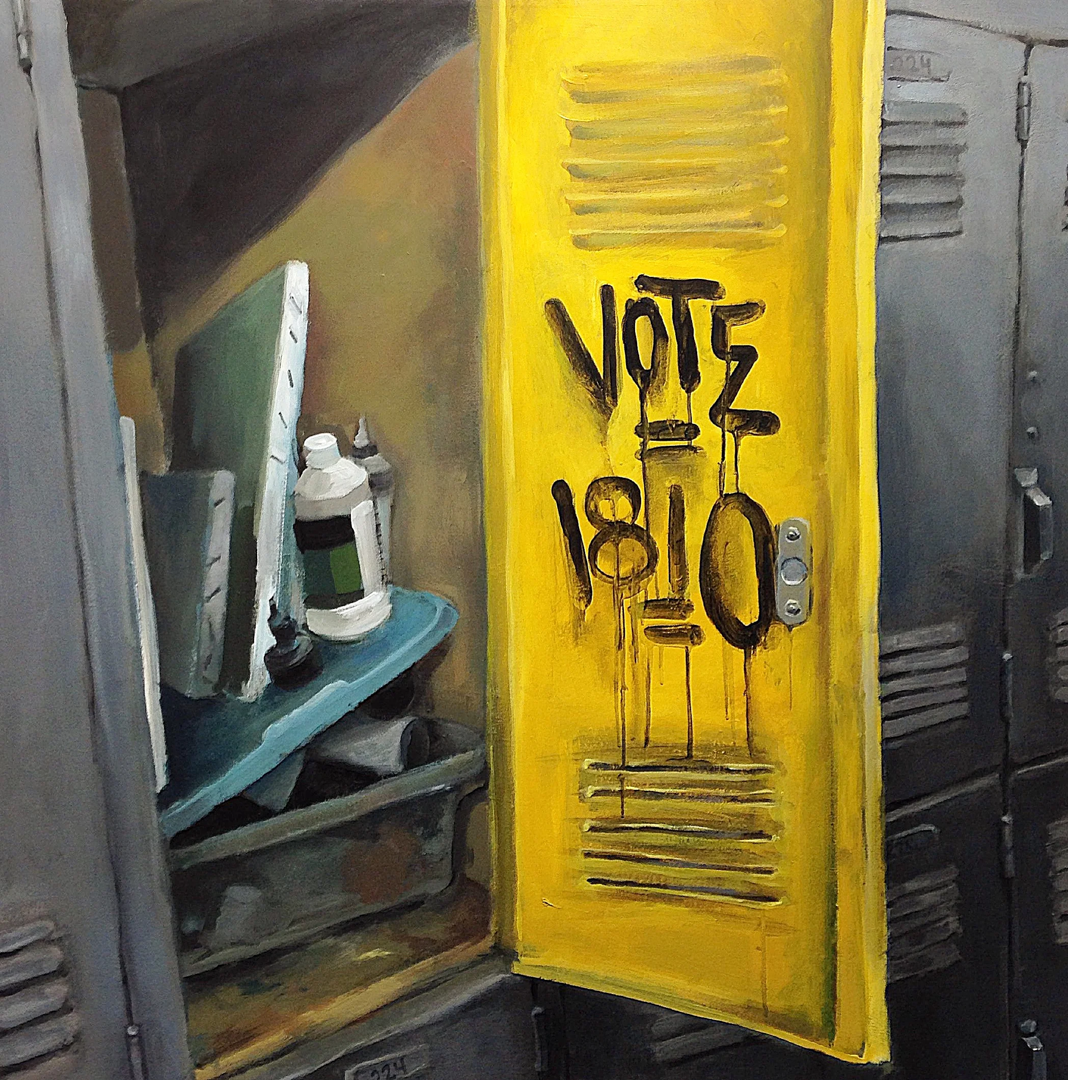 "Vote's Locker" acrylic on canvas, 36"x36" 2015