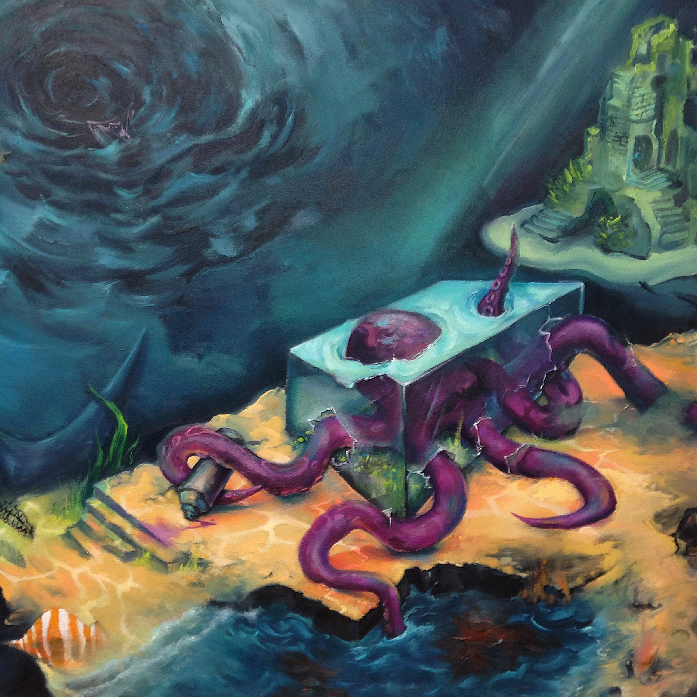 Detail of "No Swimming" oil on canvas 4'x6' 2017