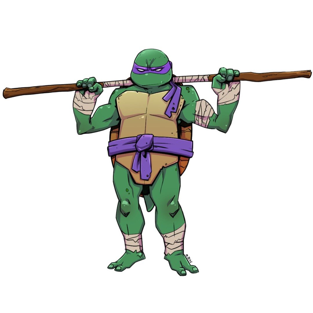 #itsturtletime! Outside the random doodle, I don't think I've tried drawing any of the #tmnt since I was a kid. I opted to include a tail. I may regret that decision in the future. 

#art #digitalart #fanart #teenagemutantninjaturtles #donatello #ili