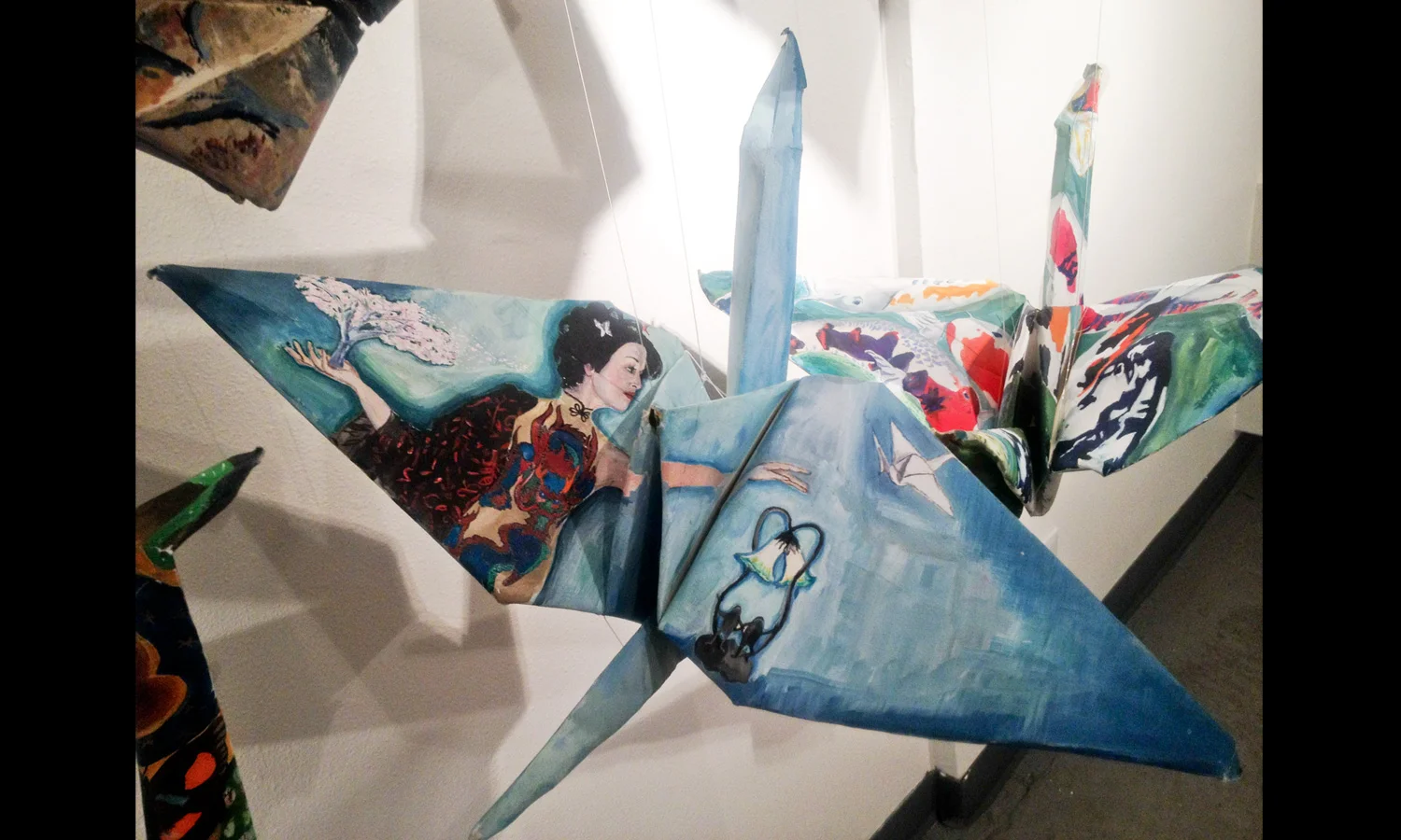 (watercolor & ink painted origami birds)