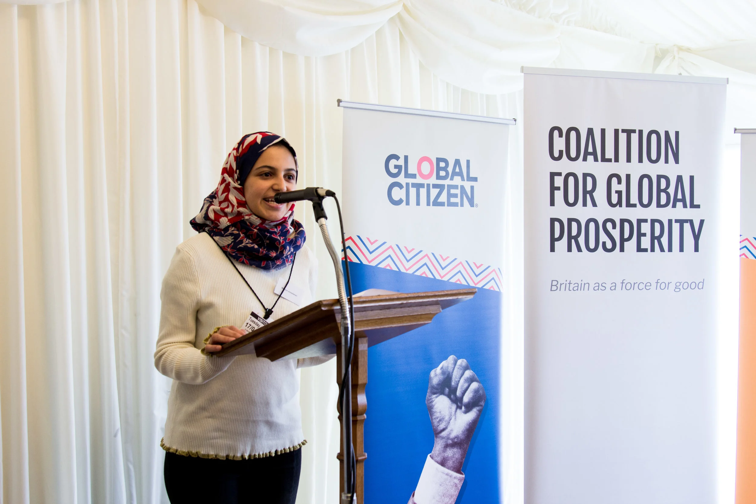 UNICEF Goodwill Ambassador and Education Campaigner Muzoon Almellehan speaking at the event