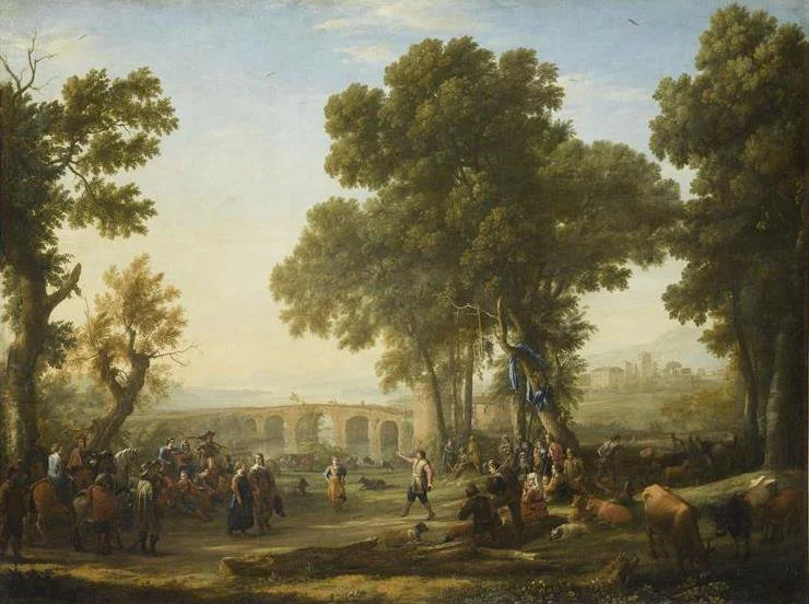 "La Fête villageoise" de Claude Lorrain a été recopiée par Maximilien de Meuron. Cette oeuvre déposée au Louvre a fait l'objet de plusieurs restaurations dont nous a parlé notre guide du soir, Béatrice Zahnd