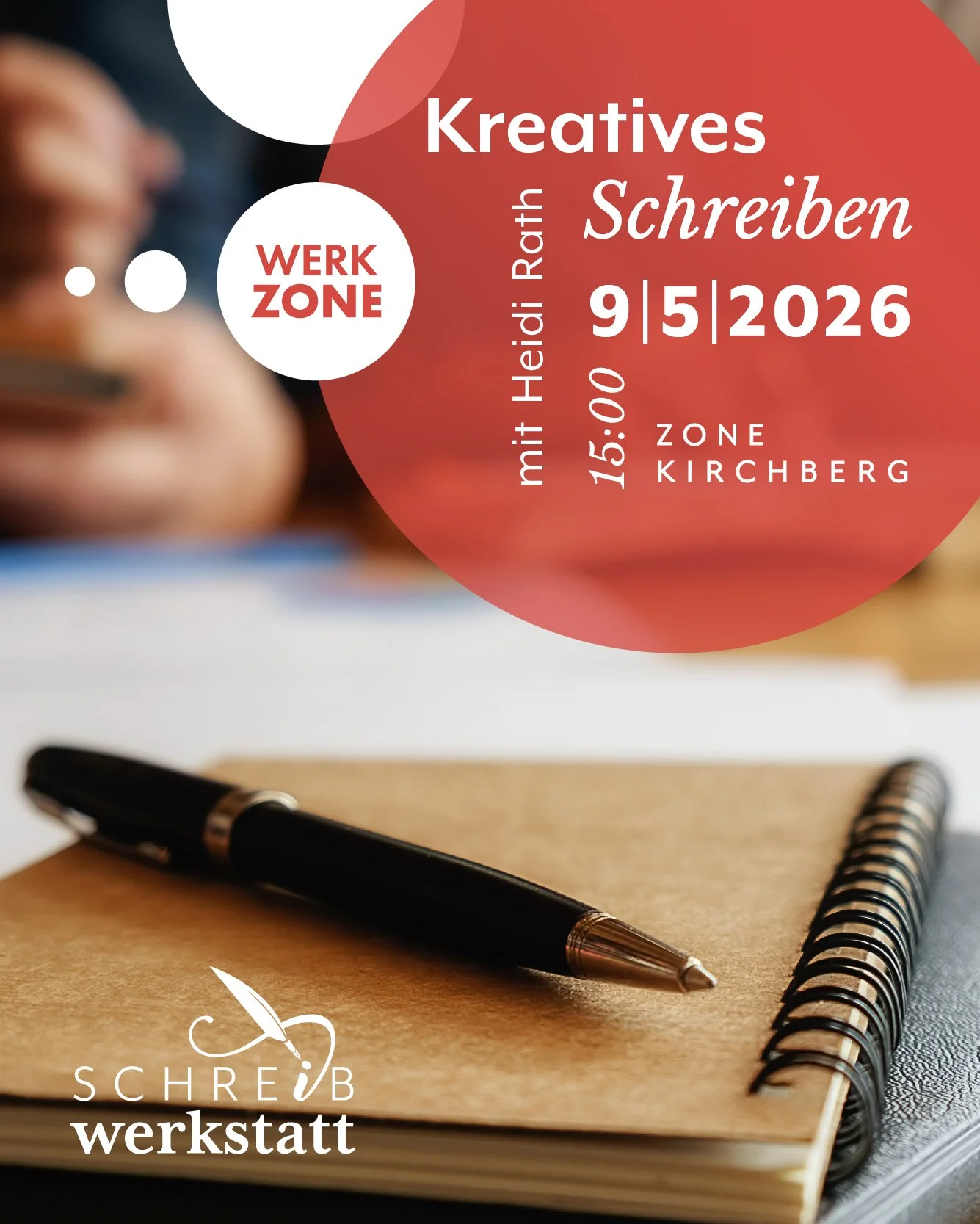 Schreibwerkstatt mit Heidi Rath

Beim Kreativen, ressourcenorientierten Schreiben in der Schreibwerkstatt erwartet dich ein wertfreier Austausch in der Gruppe und ein sicherer Raum, um Gedanken und Geschriebenes mit anderen zu teilen.
F&uuml;r jede E