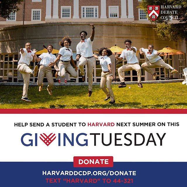 It&rsquo;s Giving Tuesday! Text &ldquo;Harvard&rdquo; to 44-321 to make a donation that will help send a student to Harvard this summer! #HarvardDiversityProject #GivingTuesday