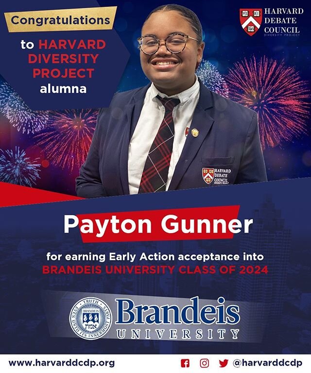 🚨CONGRATULATIONS to alumna Payton Gunner for earning Early Action acceptance and a FULL RIDE to #BrandeisUniversity 🥳🎉🎊