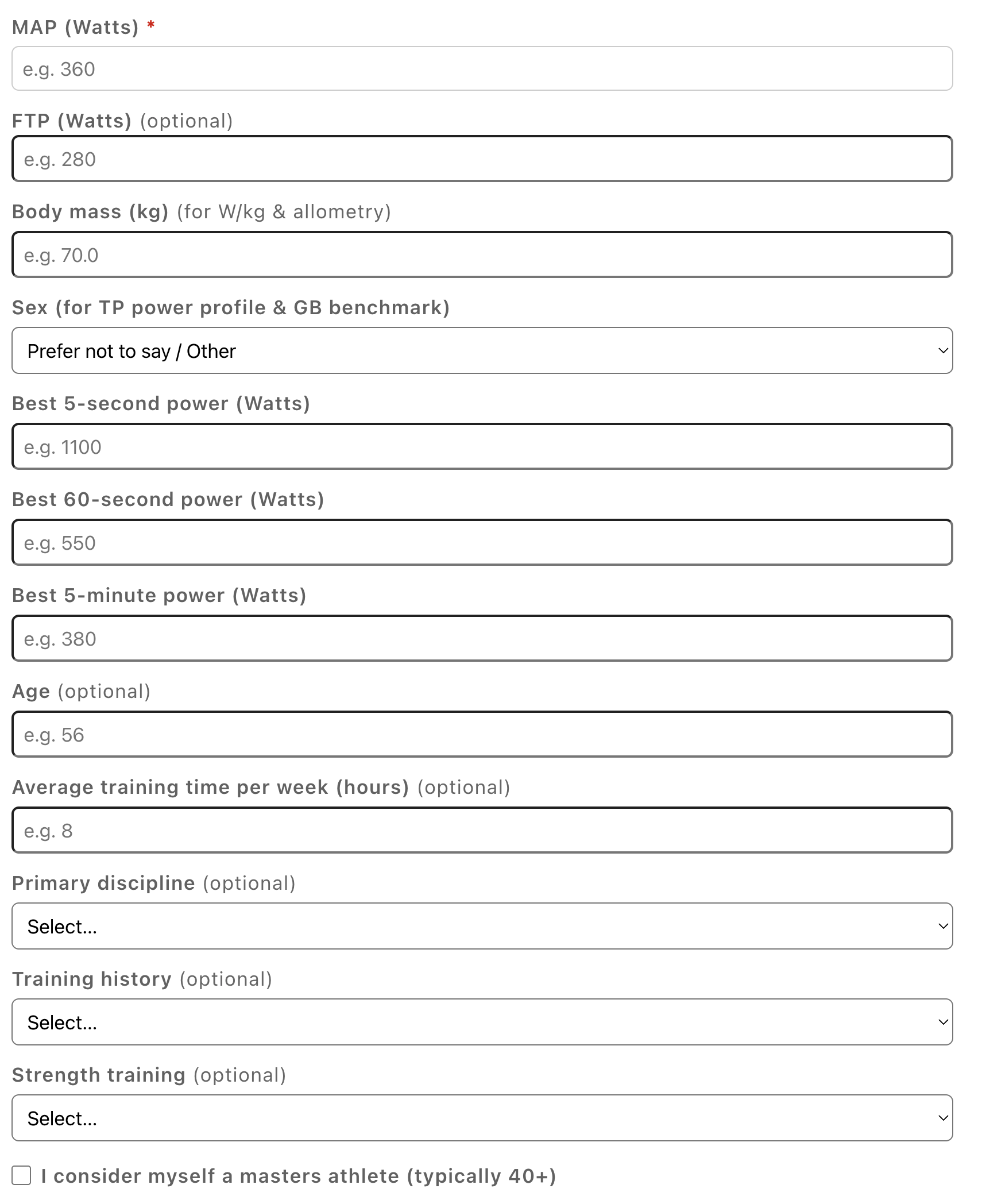 Free MAP Test Calculator: Training Zones, Power Profile &amp; FTP Analysis