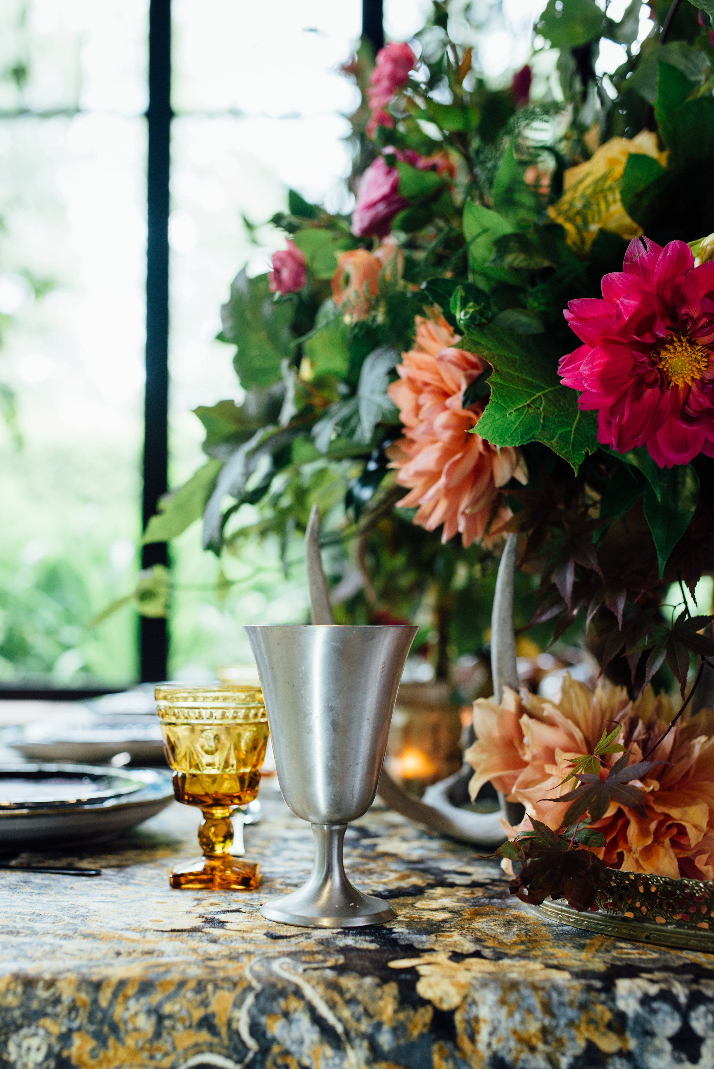 Game of Thrones Editorial Shoot by Whiskey & White Events. At the Old Edwards Inn in Highlands, NC. Photo by Cameron Reynolds Photography Design & Styling by Whiskey & White Events Menus by One and Only Paper Florals by Floressence Flowers Linens by La Tavola Linens