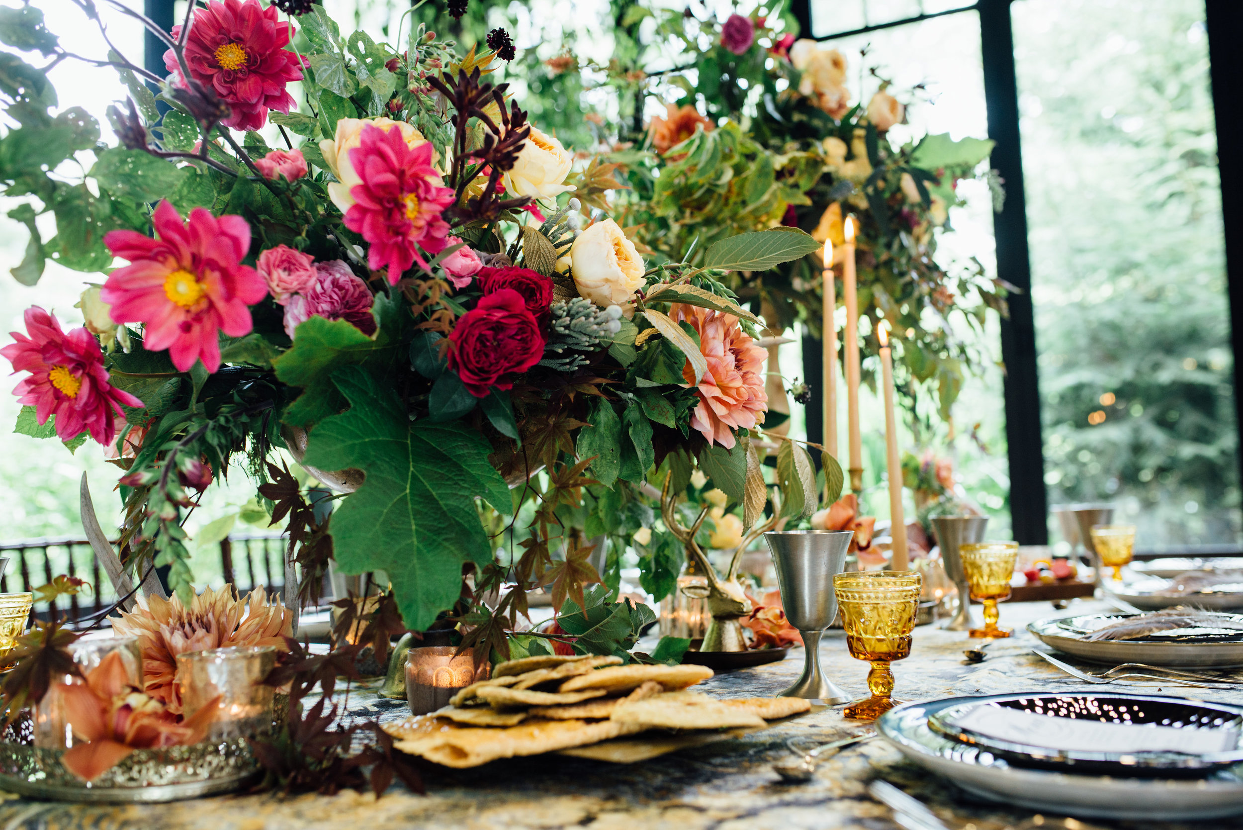 Game of Thrones Editorial Shoot by Whiskey & White Events. At the Old Edwards Inn in Highlands, NC. Photo by Cameron Reynolds Photography Design & Styling by Whiskey & White Events Menus by One and Only Paper Florals by Floressence Flowers Linens by La Tavola Linens