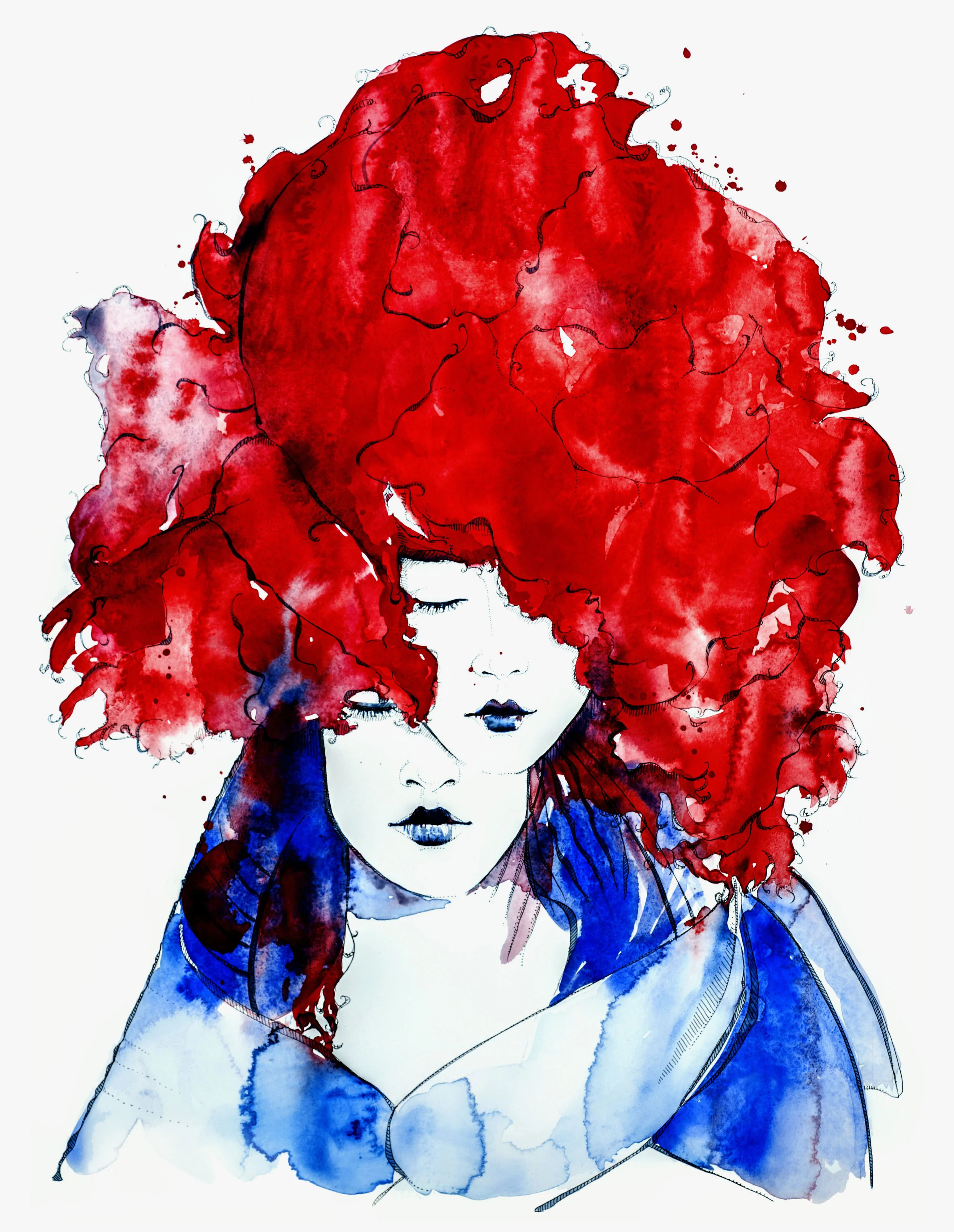 COMME/GO FEMME, 2016 Watercolor and pen + ink on paper 27.5 x 21.5 inches inquire about purchase 