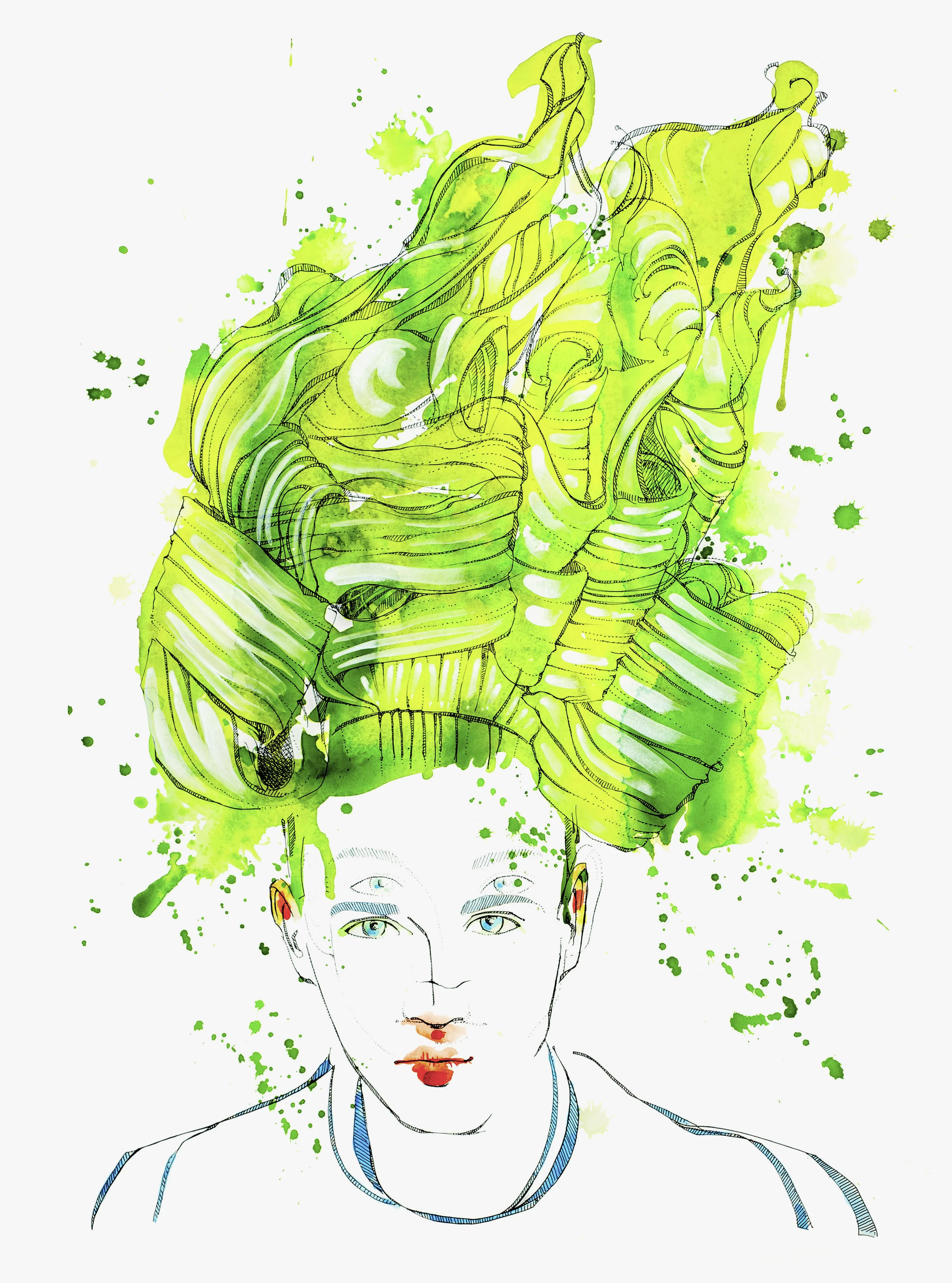COMME/GO HOMME, 2016 Watercolor and pen + ink on paper 27.5 x 21.5 inches inquire about purchase 