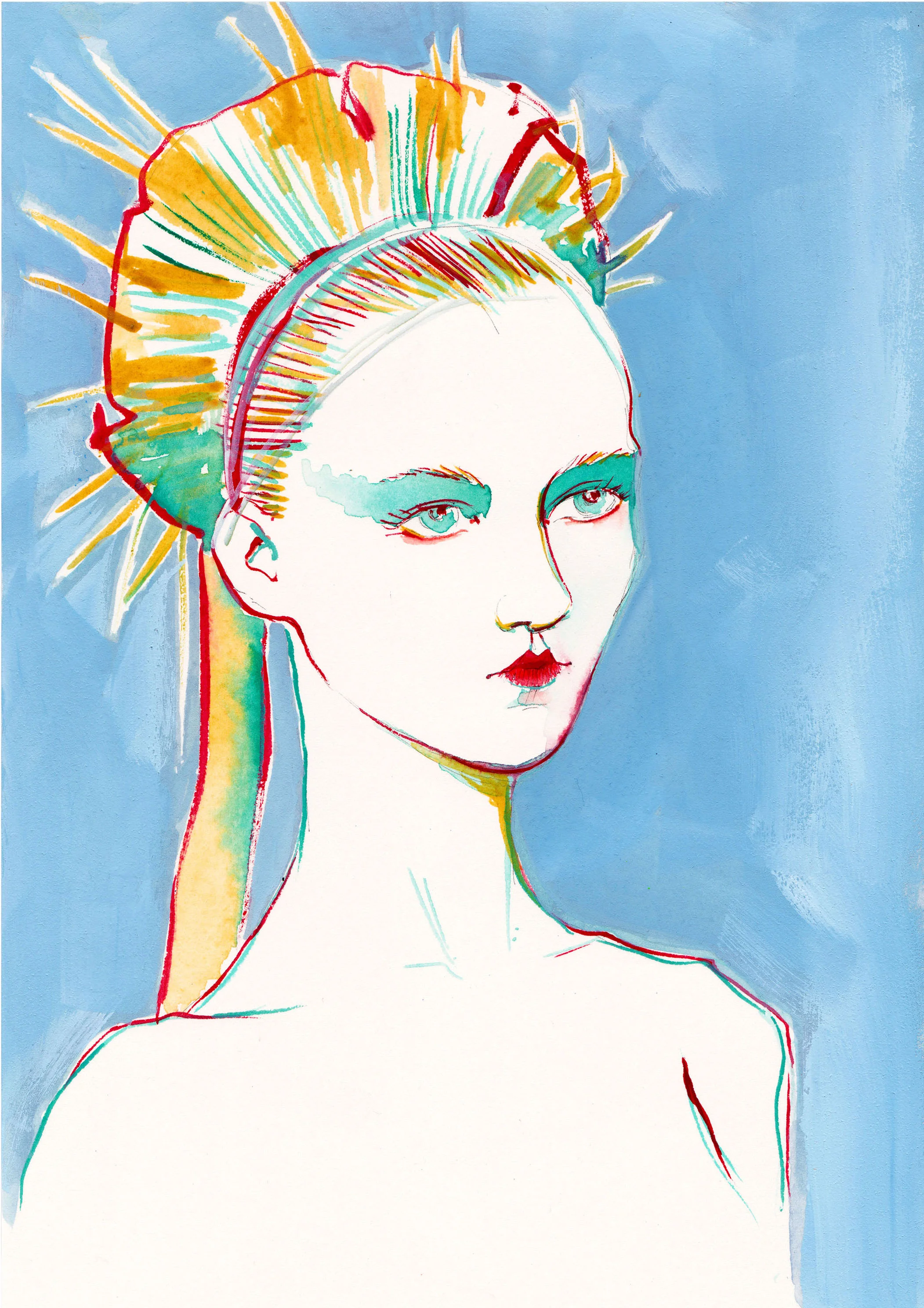 HALO (MAISON MARGIELA), 2015 Watercolor, pen + ink, and gouache on paper 12 x 9 inches