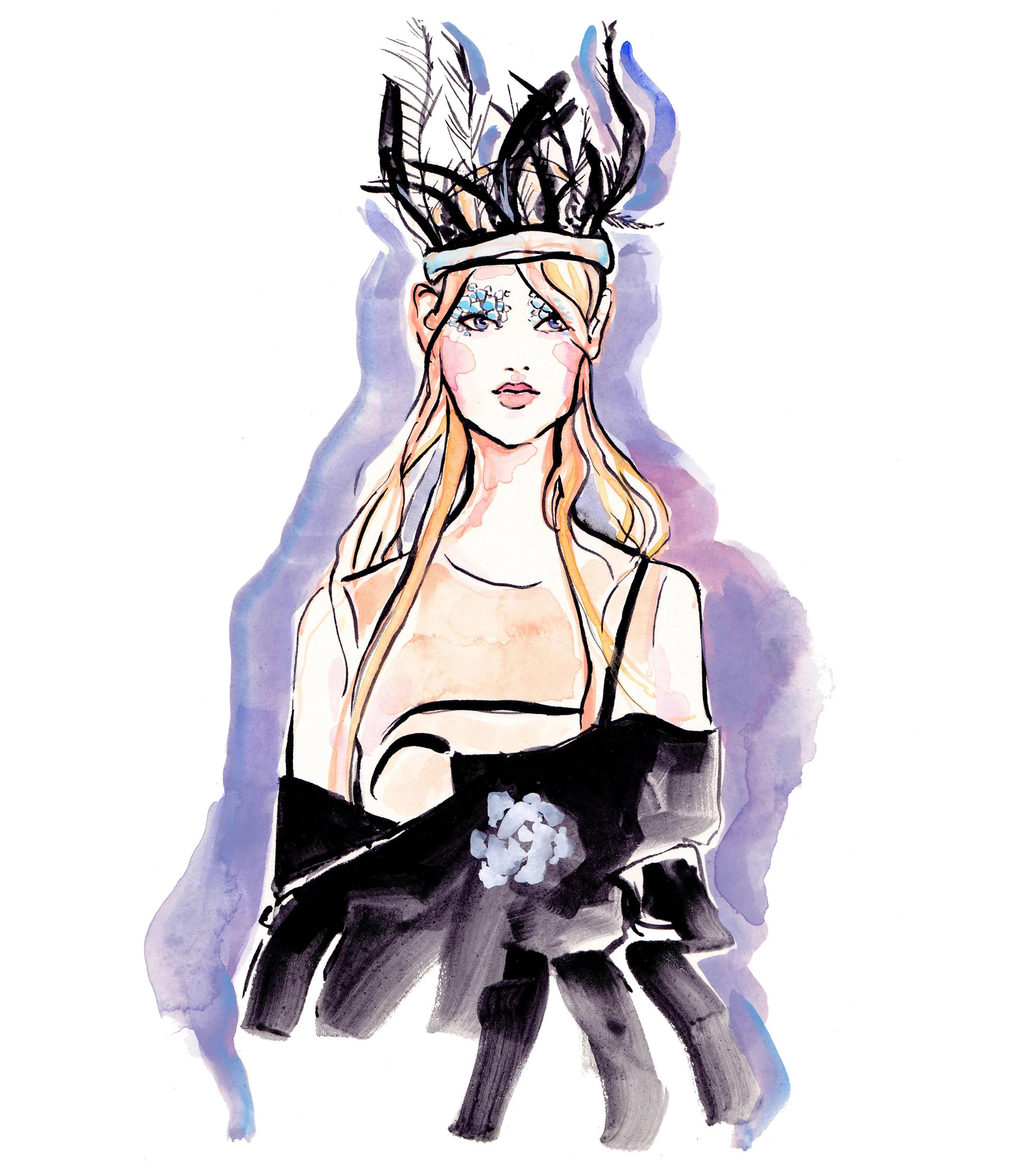 FEATHERED FRIEND (MAISON MARGIELA), 2015 Watercolor and gouache on paper 12 x 9 inches